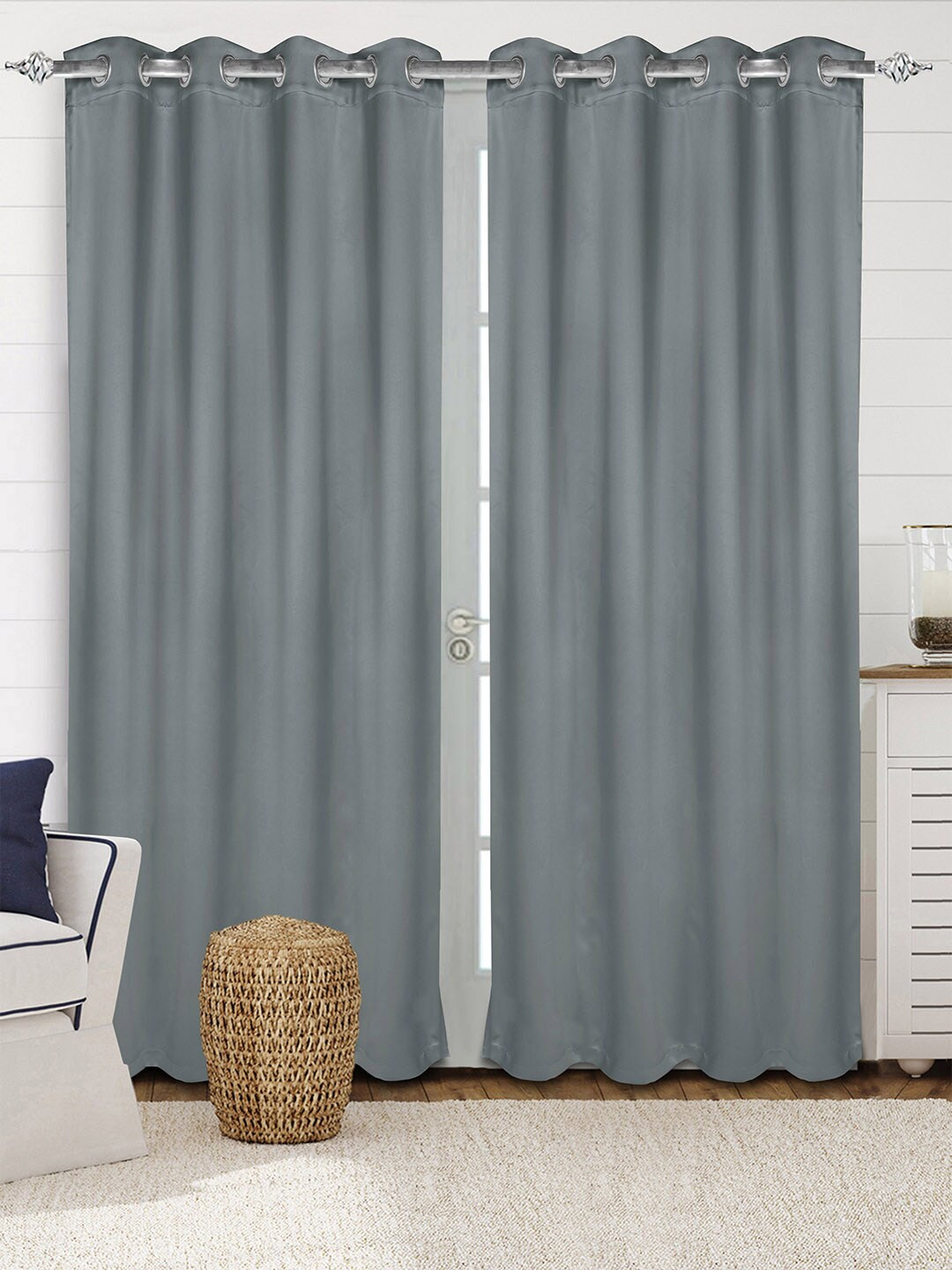 

Saral Home Blackout Velvet Set of 2 Grey Long Door Curtains