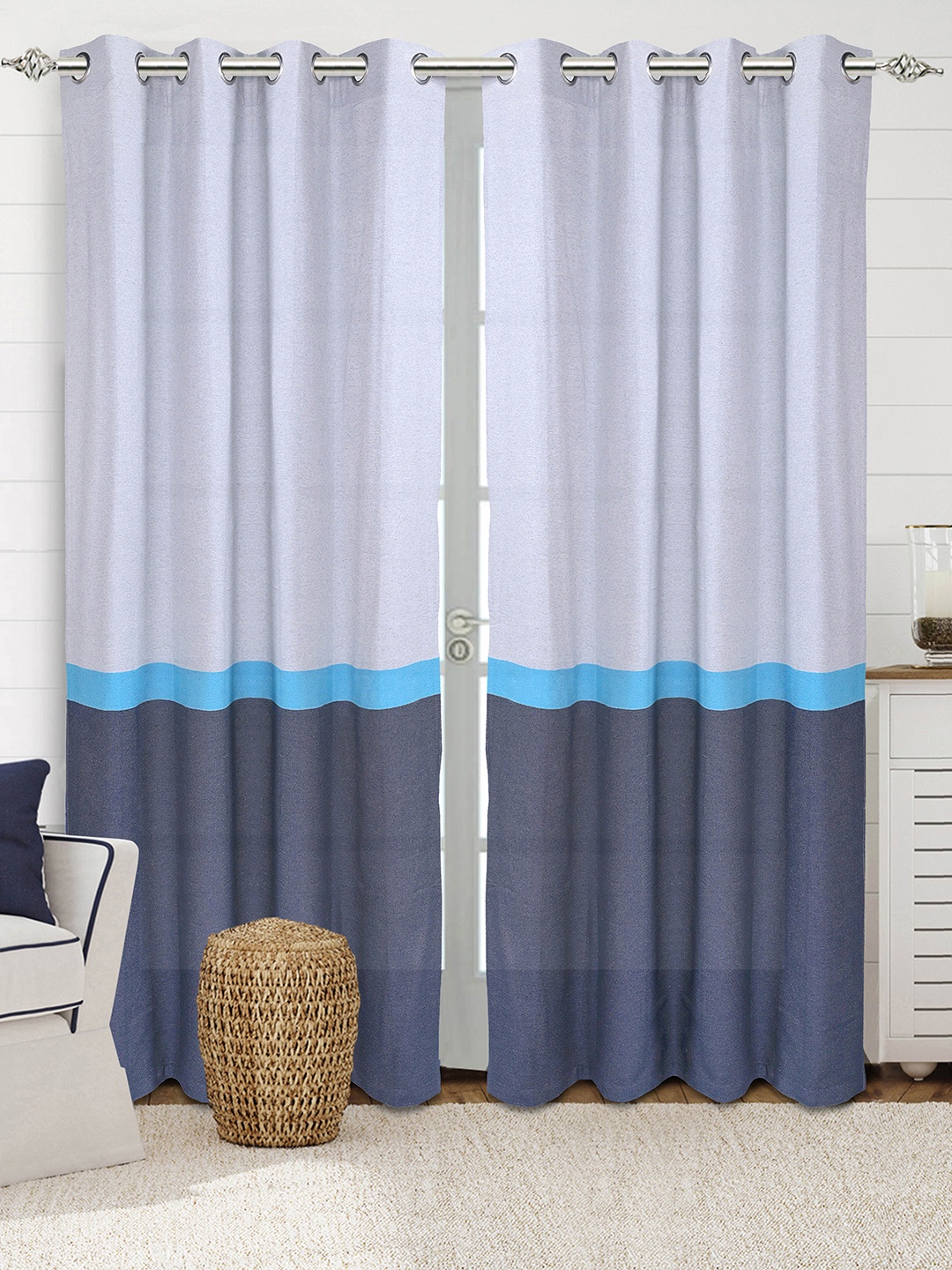 

Saral Home Awning Cotton Set of 1 Lt.Grey Long Door Curtains