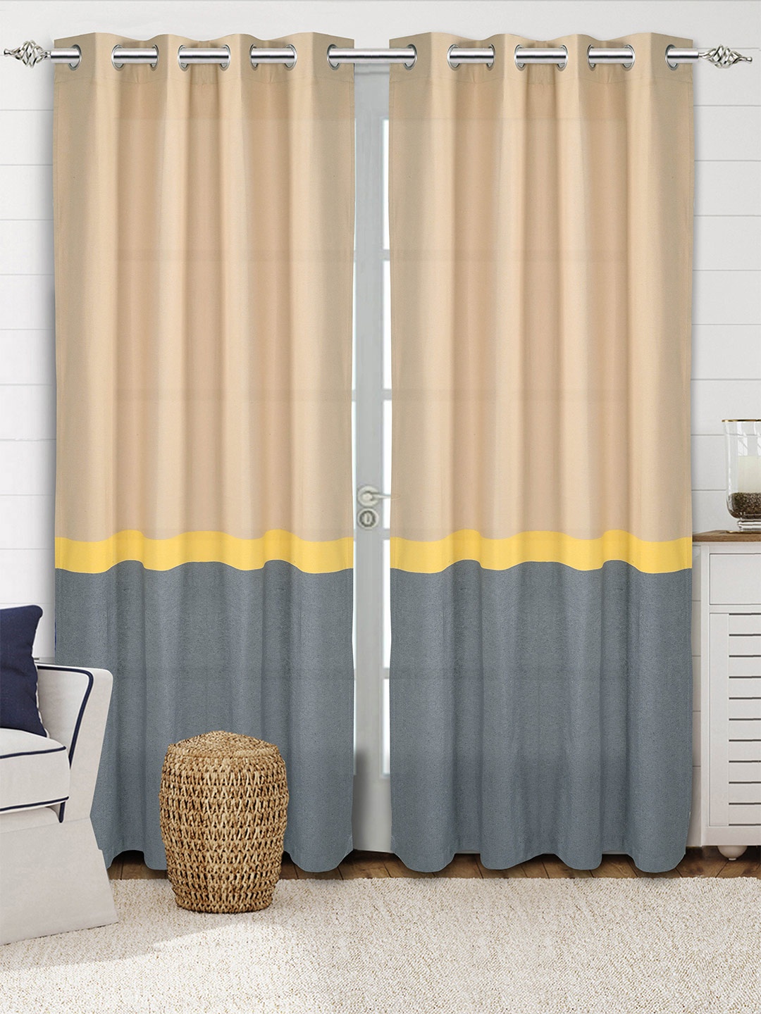 

Saral Home Awning Cotton Set of 2 Dk.Grey Long Door Curtains