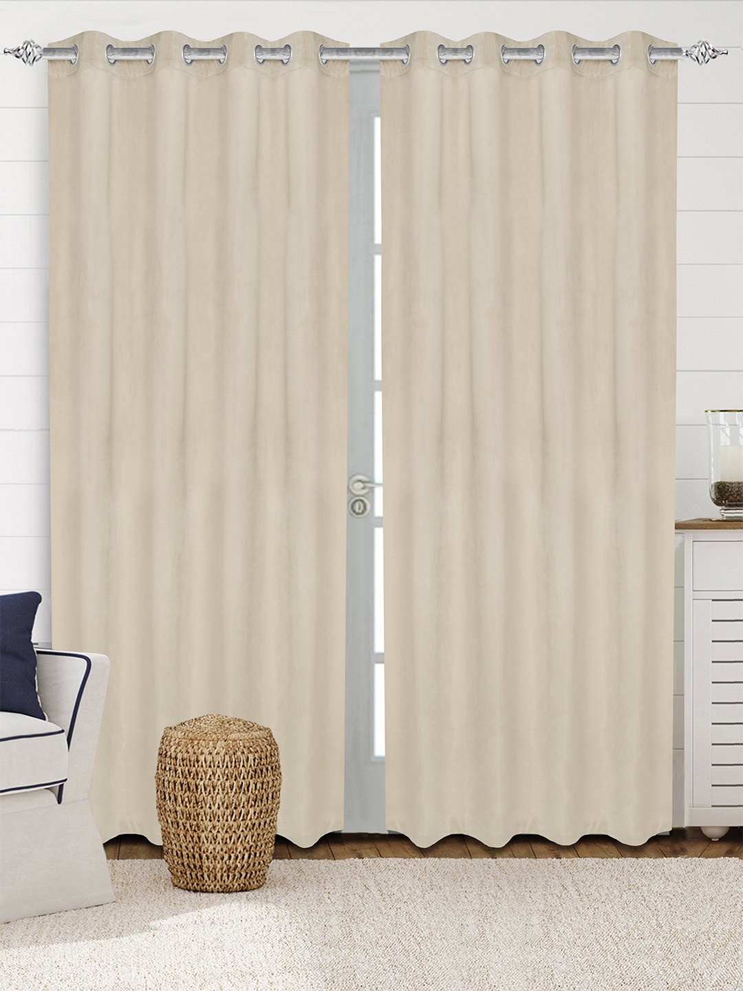 

Saral Home LA CRME Set of 2 Lt.Beige Long Door Curtains