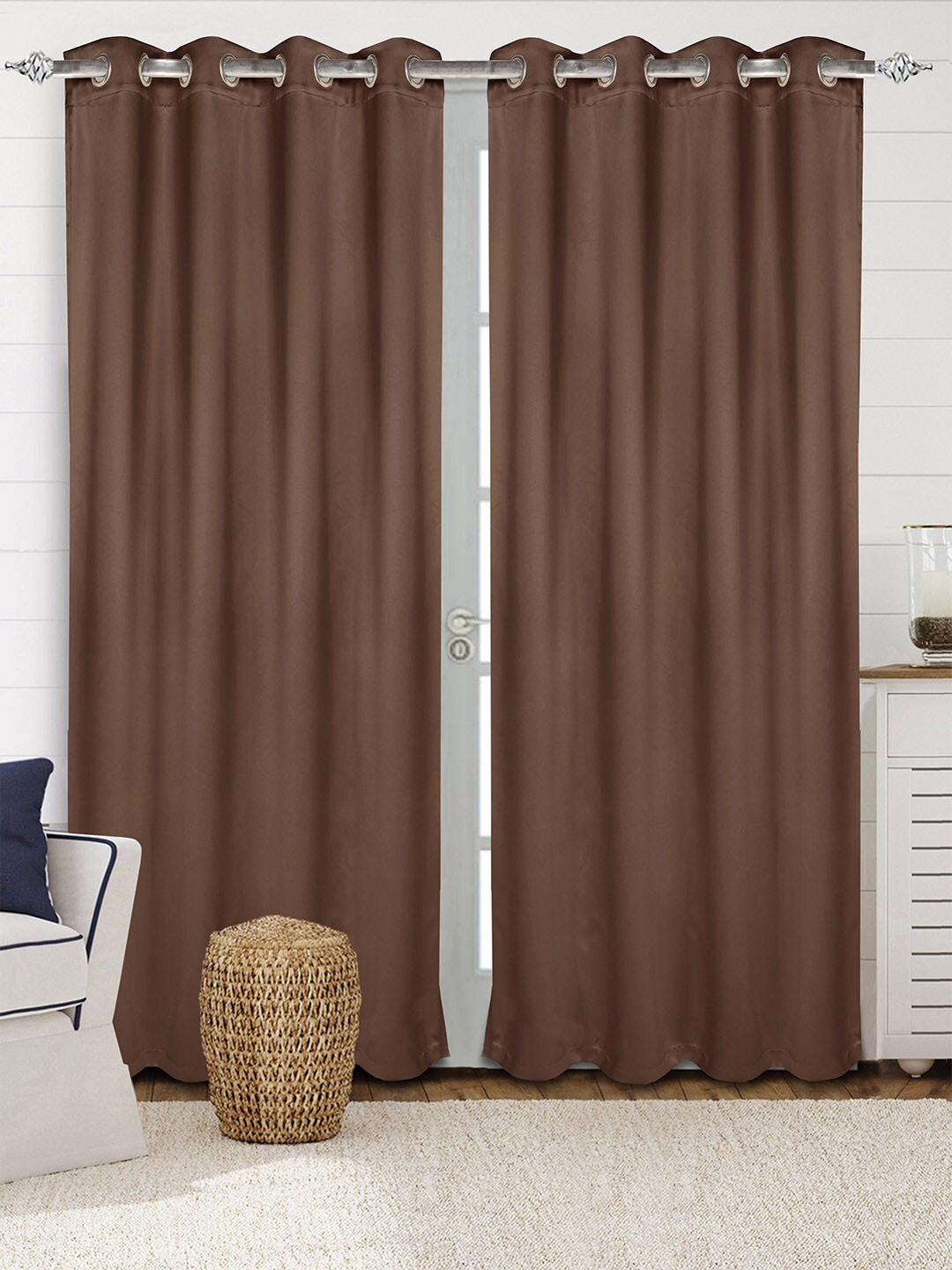 

Saral Home Blackout Velvet Set of 2 Brown Long Door Curtains