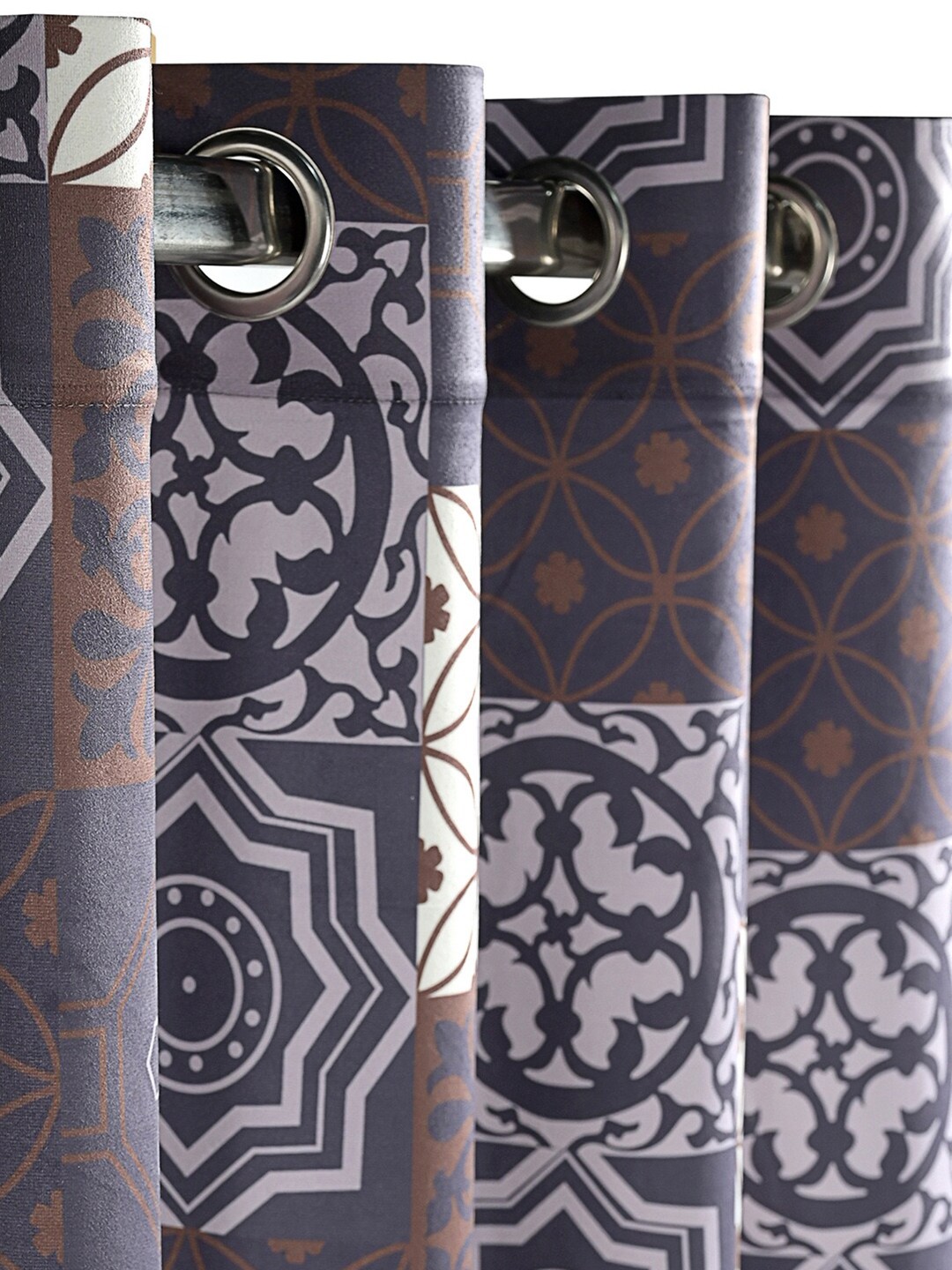 

Saral Home Tile Velvet Set of 1 Blue Long Door Curtains