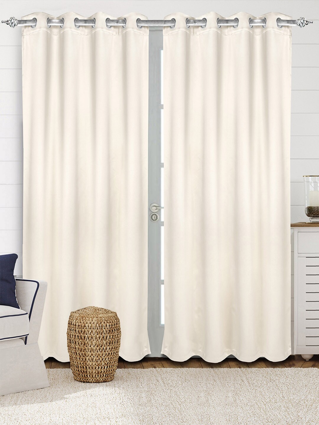 

Saral Home Blackout Velvet Set of 2 Ivory Long Door Curtains, Off white