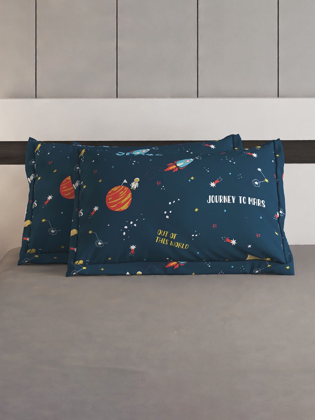 

Home Centre Blue 2 Pieces Slate Cotton Printed Pillow Covers