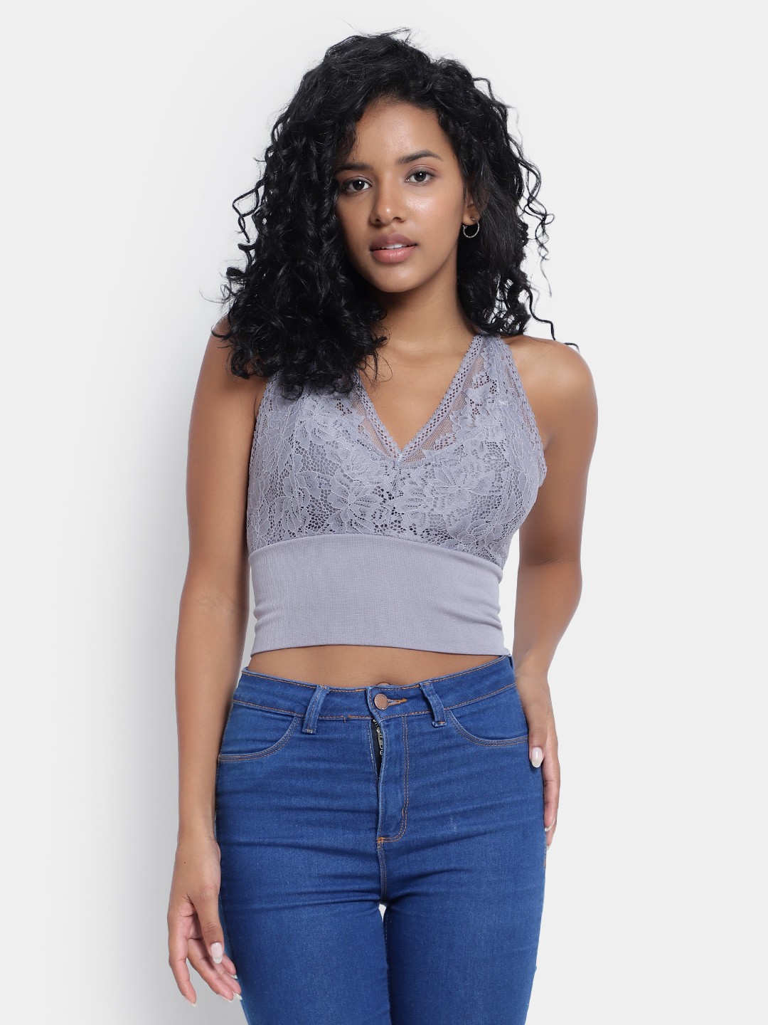 

PARKHA Lace Full Coverage Heavily Padded All Day Comfort Dry Fit Bralette Bra, Blue