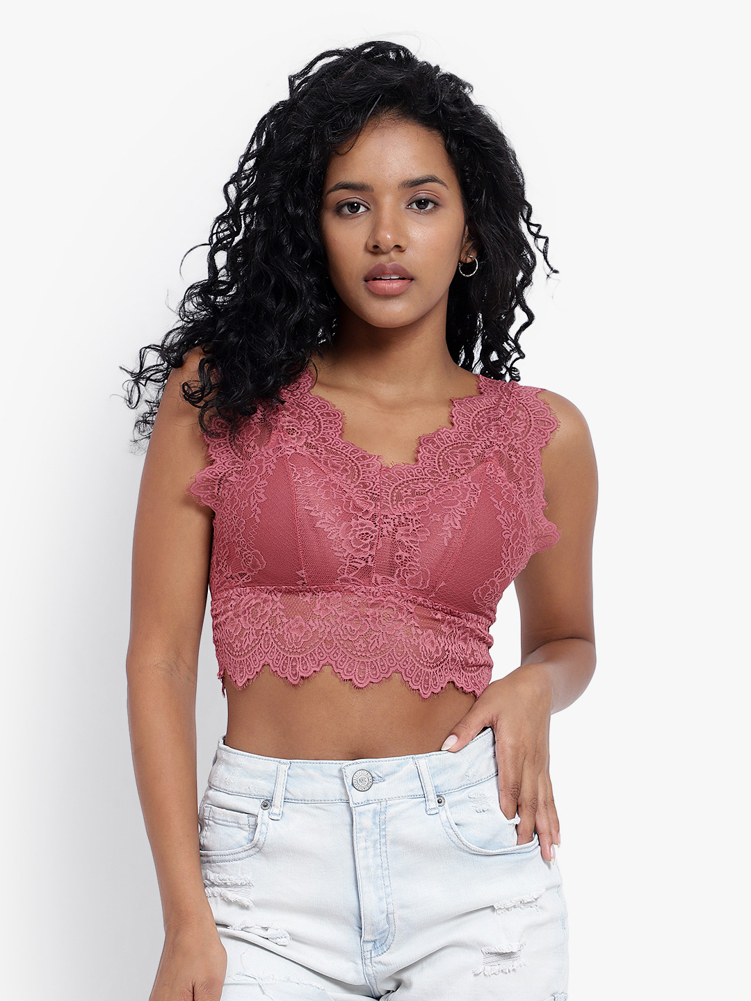 

PARKHA Full Coverage Heavily Padded All Day Comfort Dry Fit Bralette Bra, Pink