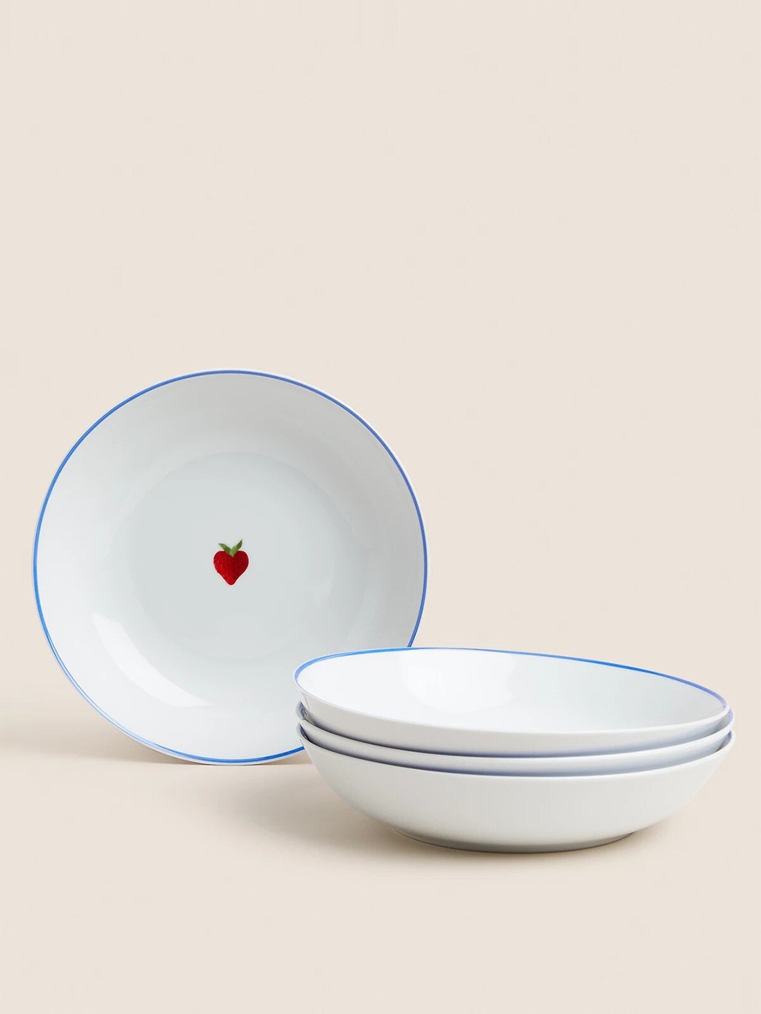 

Marks & Spencer White 4 Pieces Printed Porcelain Glossy Bowls