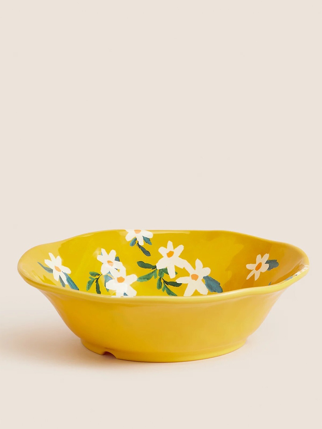 

Marks & Spencer Yellow & White Floral Printed Melamine Glossy Bowl