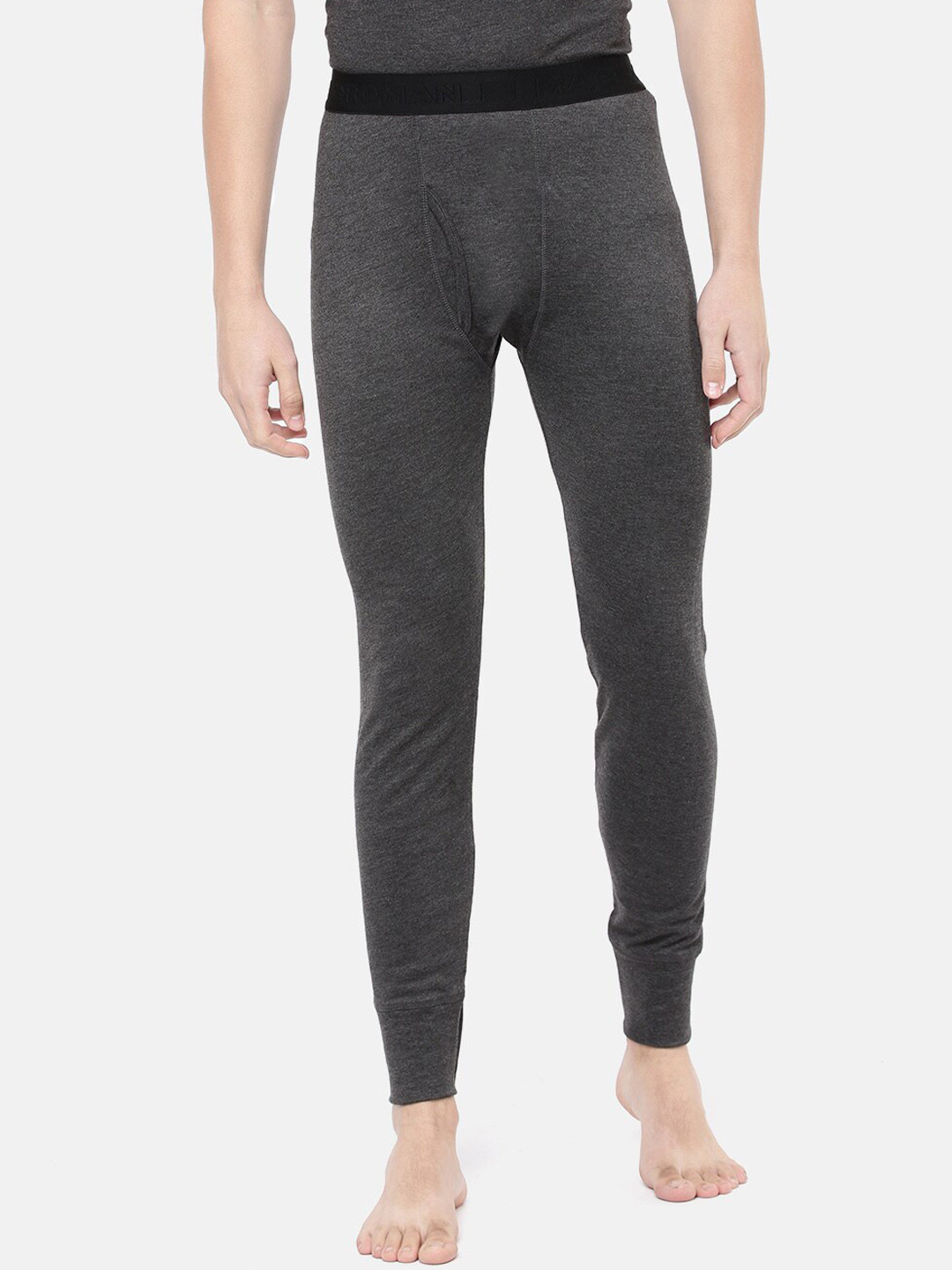 

Macroman M-Series Men Mid-Rise Ultra Soft Thermal Bottoms, Grey melange