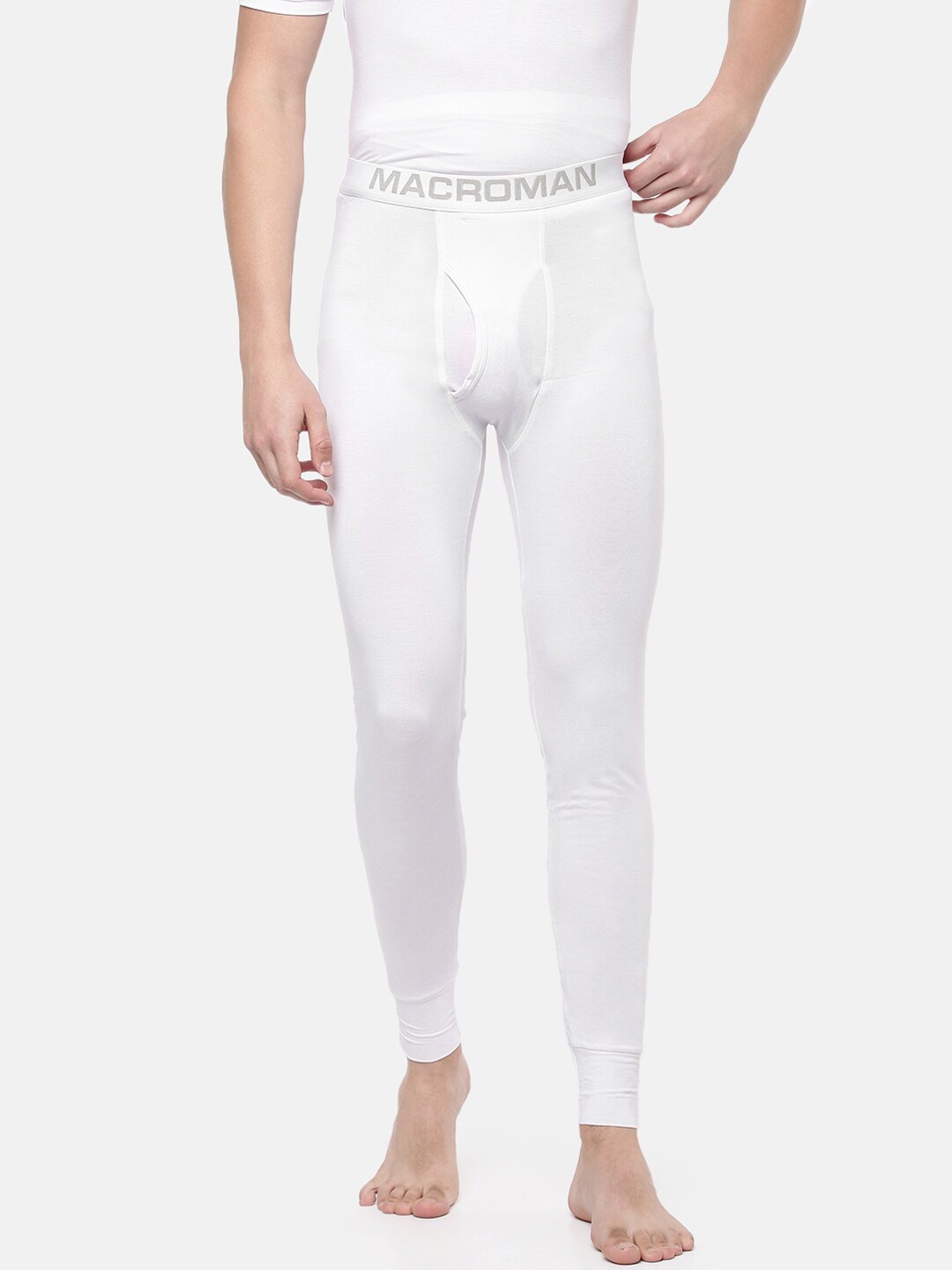 

Macroman M-Series Men Mid-Rise Moisture Wicking Thermal Bottoms, White