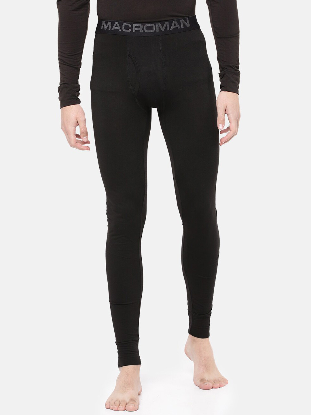 

Macroman M-Series Men Mid-Rise Moisture Wicking Thermal Bottoms, Black