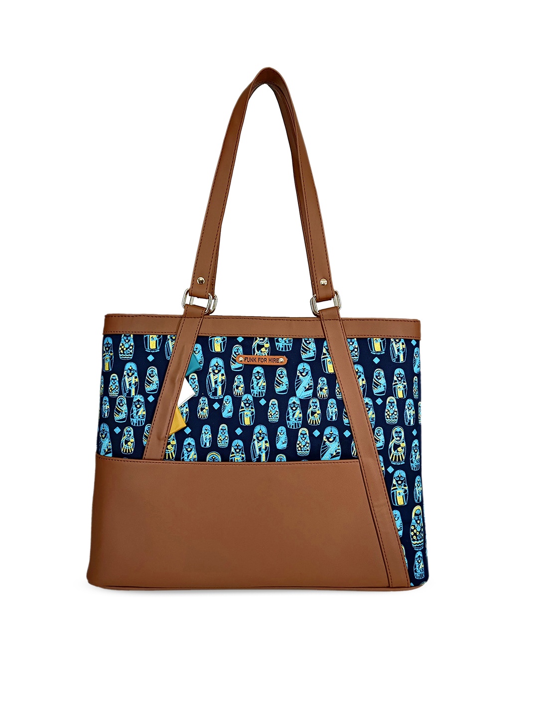 

Funk For Hire Printed Structured Tote Bag, Navy blue