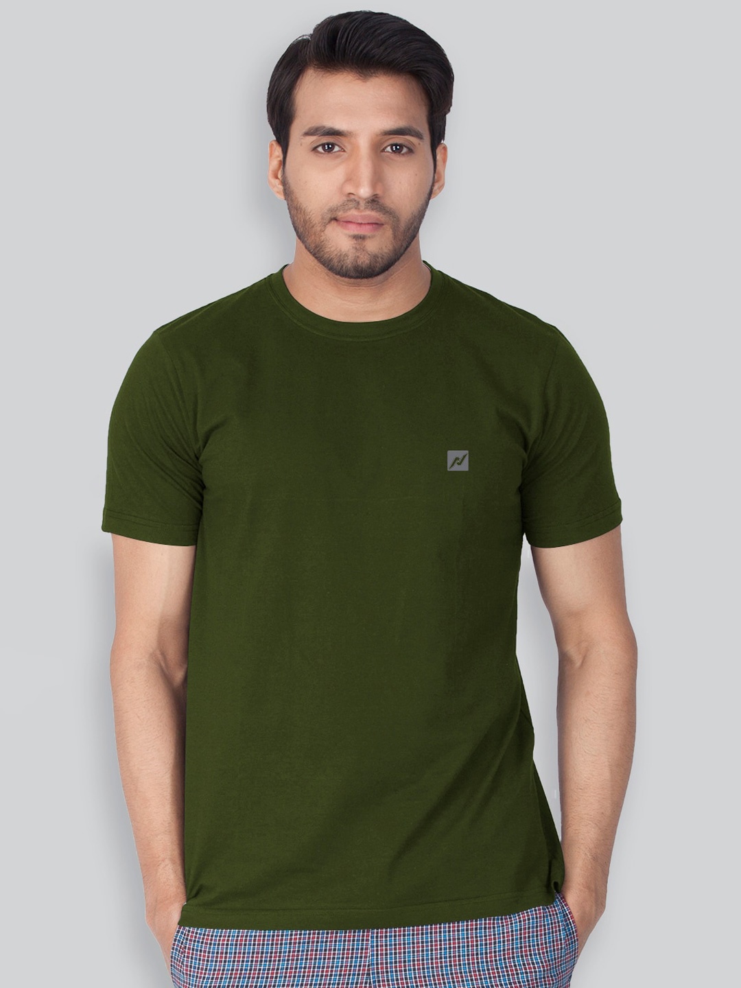 

LUX NITRO Pack Of 3 Round Neck Anti Odour Cotton T-Shirt, Olive
