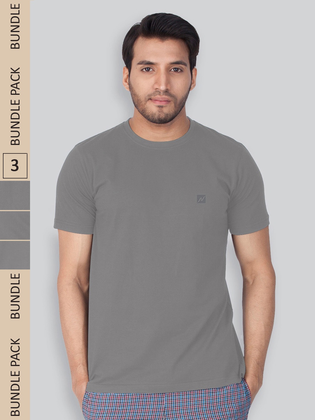 

LUX NITRO Pack Of 3 Anti Odour Lounge T-shirt, Grey