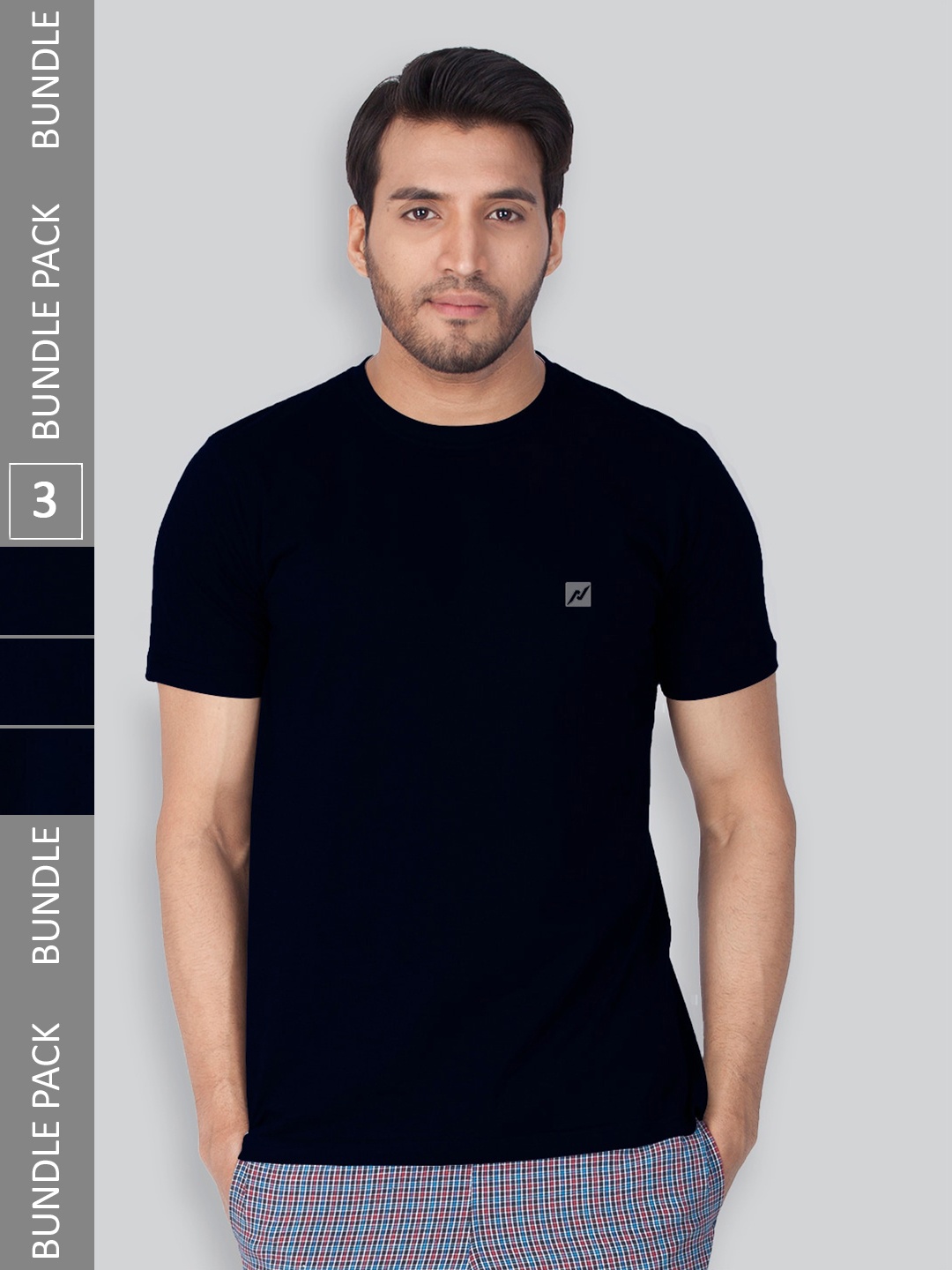 

LUX NITRO Pack Of 3 Round Neck Lounge T-shirt, Navy blue