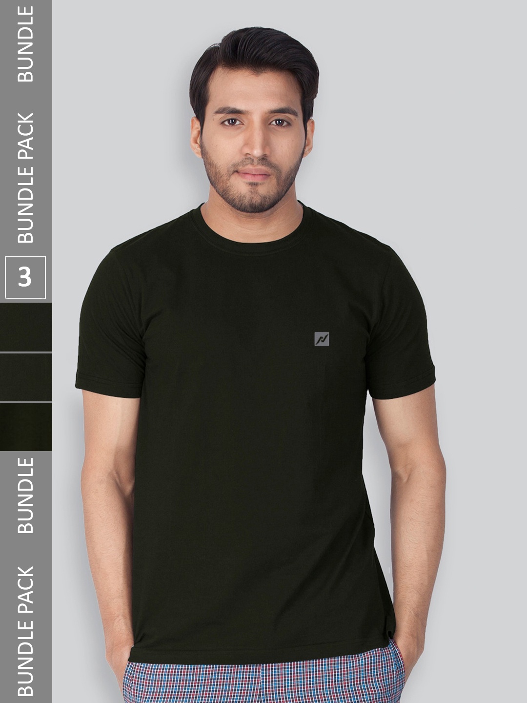 

LUX NITRO Pack Of 3 Round Neck T-shirts, Black