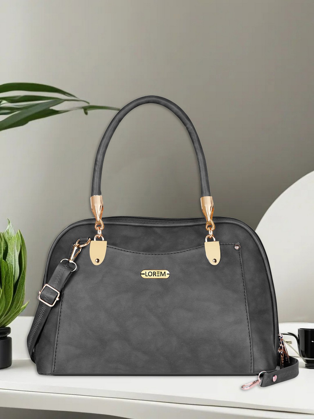 

LOREM Structured Handheld Bag, Grey