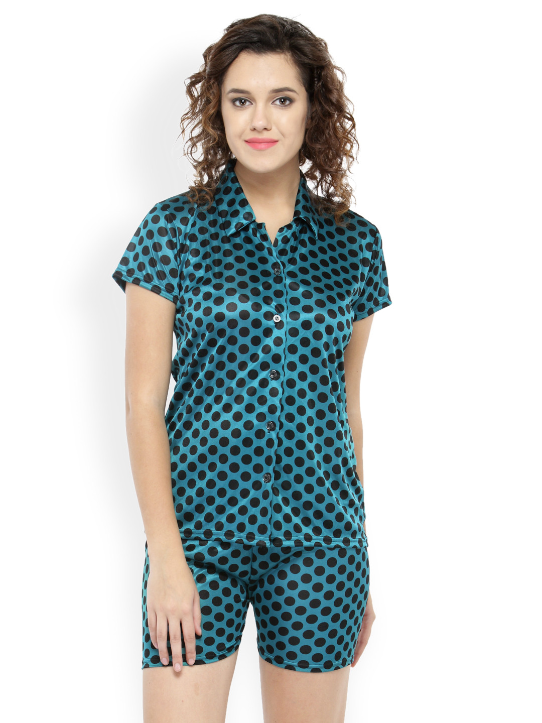 

N-Gal Teal & Black Polka Dot Print Lounge Set NSR16
