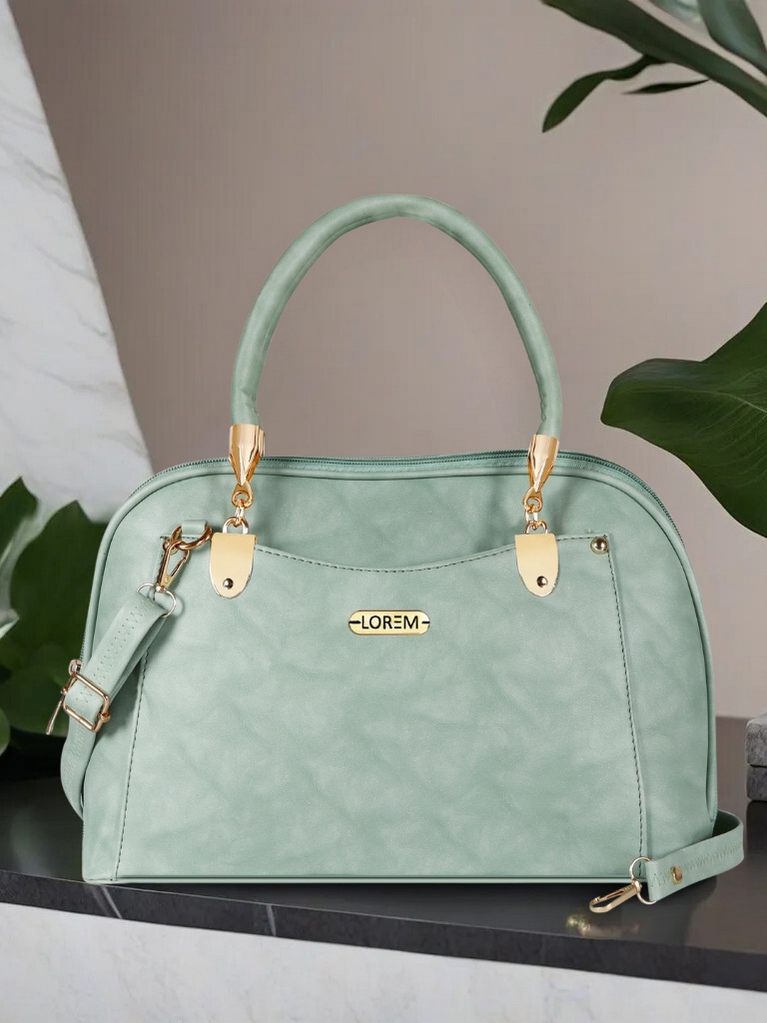 

LOREM Structured Handheld Bag, Sea green