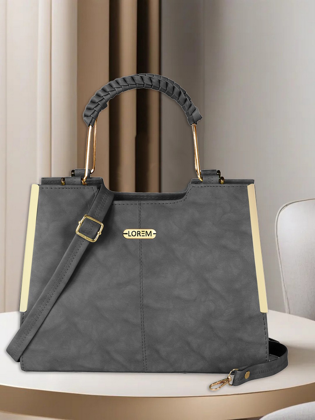 

LOREM Structured Handheld Bag, Grey