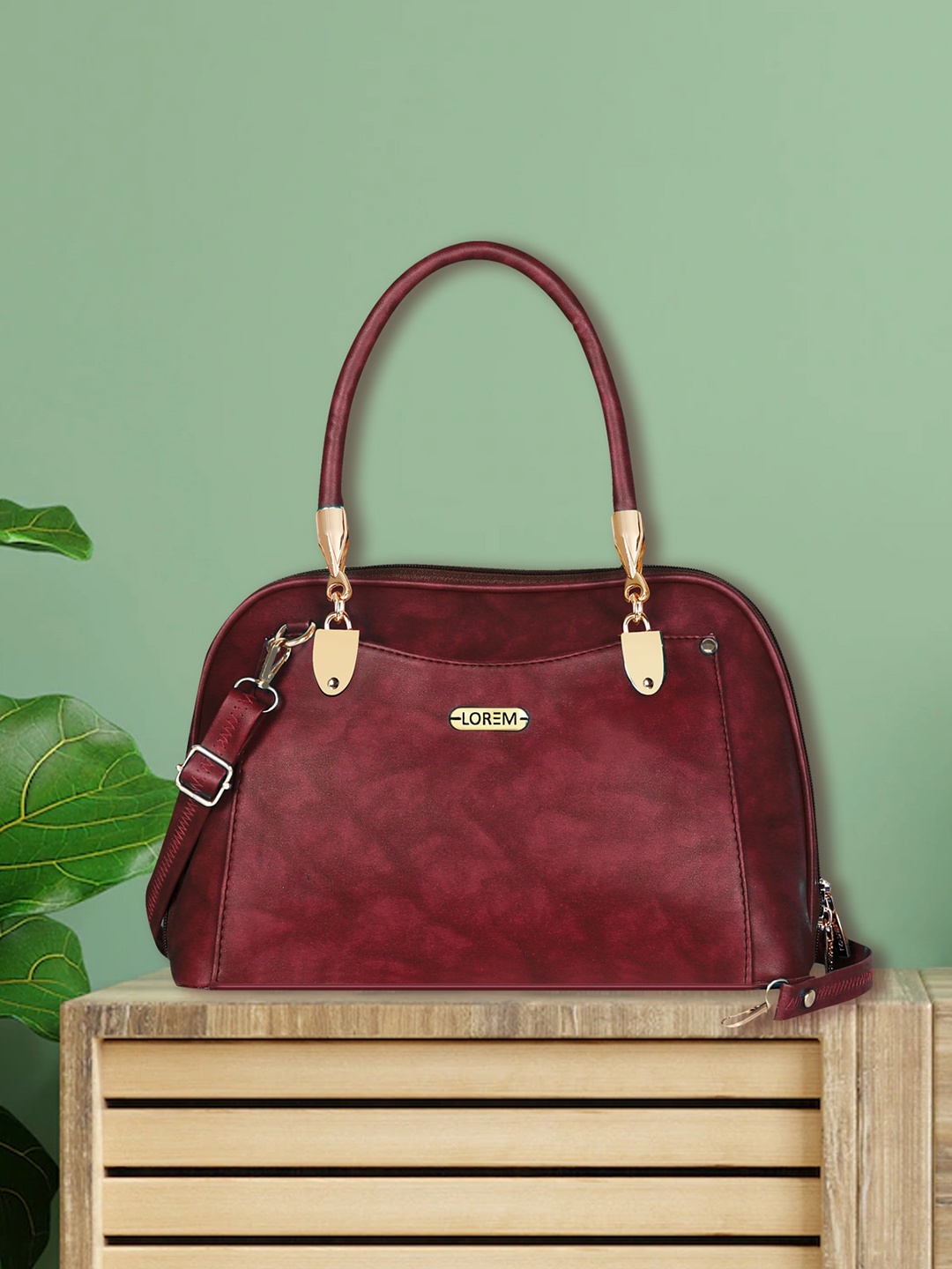 

LOREM Structured Handheld Bag, Maroon