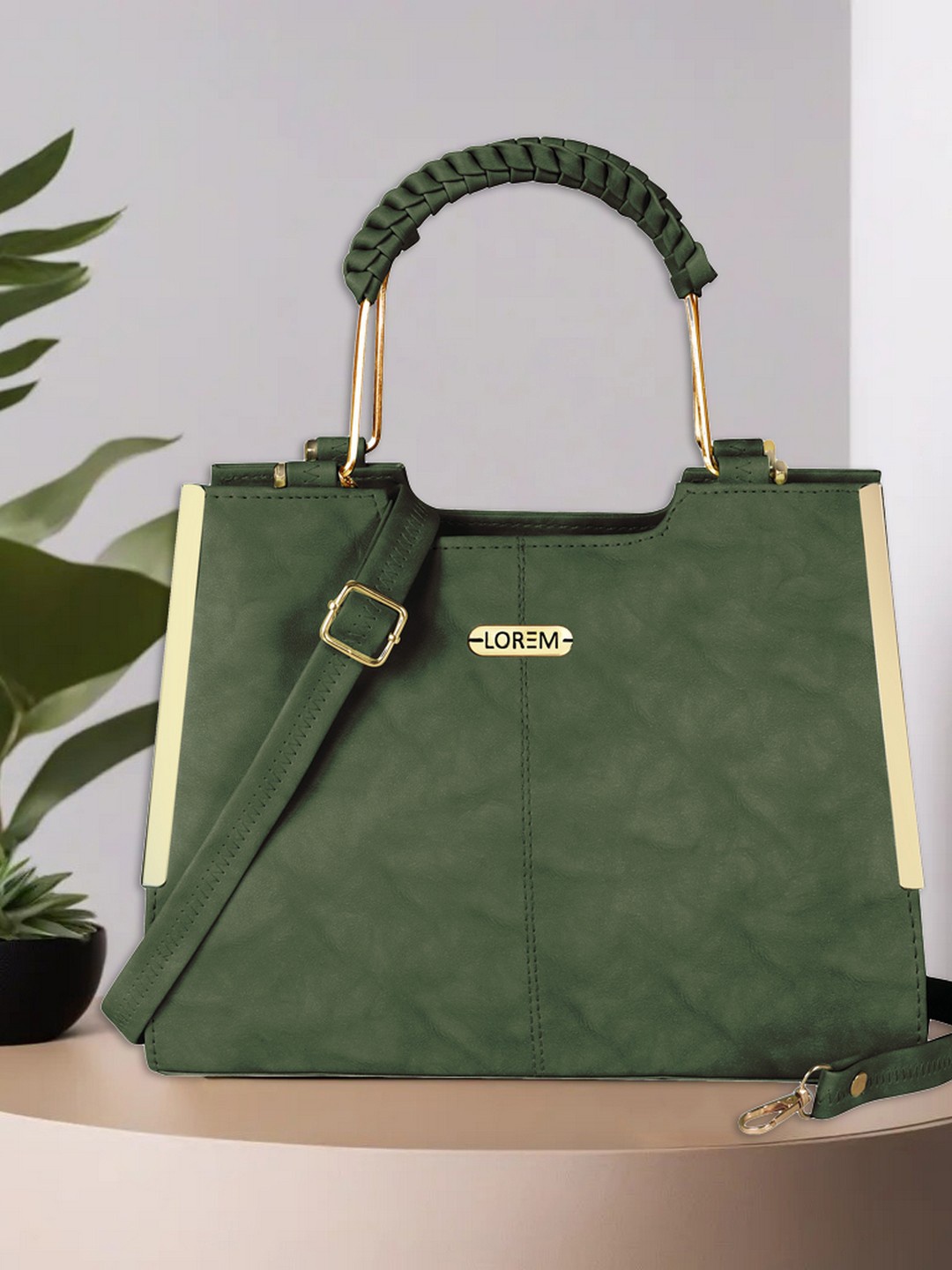 

LOREM Structured Handheld Bag, Green