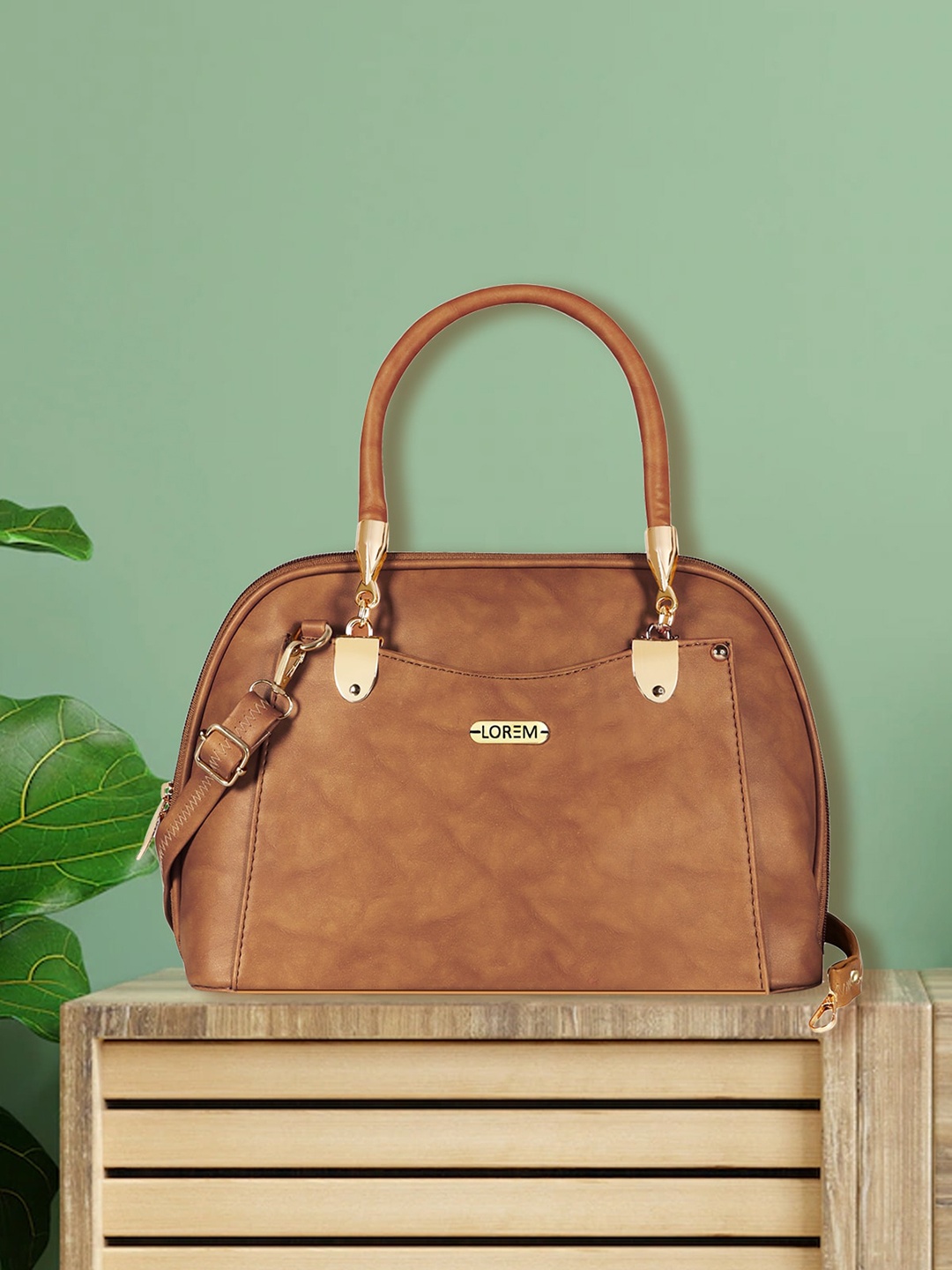 

LOREM Structured Handheld Bag, Brown
