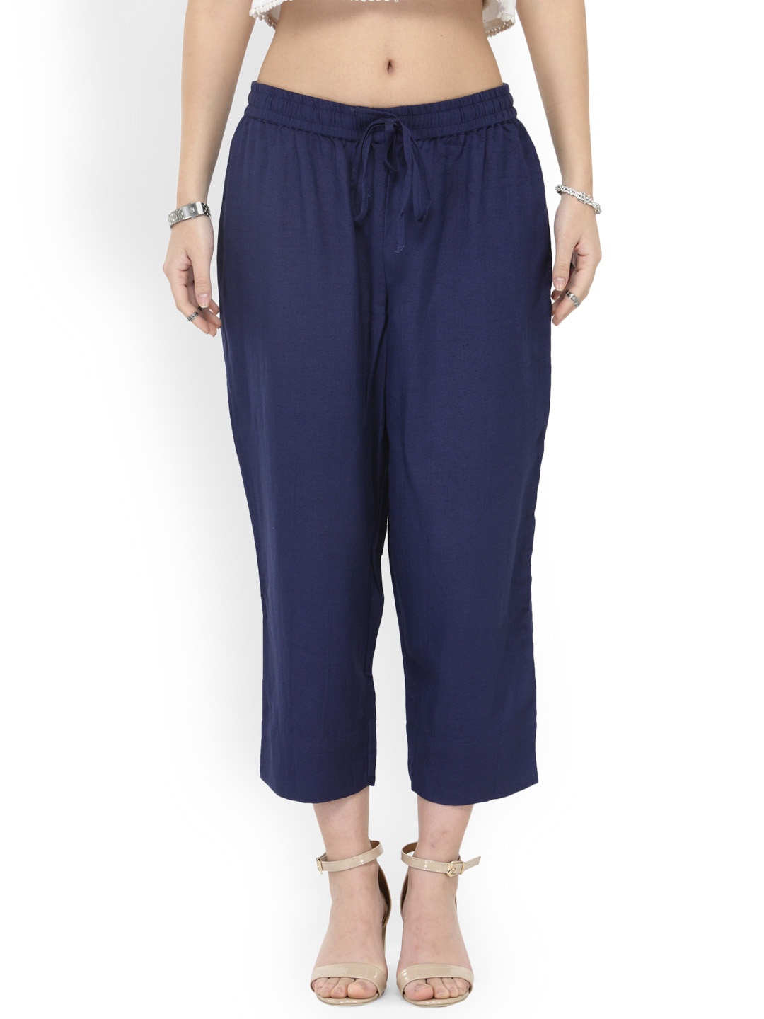 

Varanga Women Navy Blue Straight Solid Palazzos