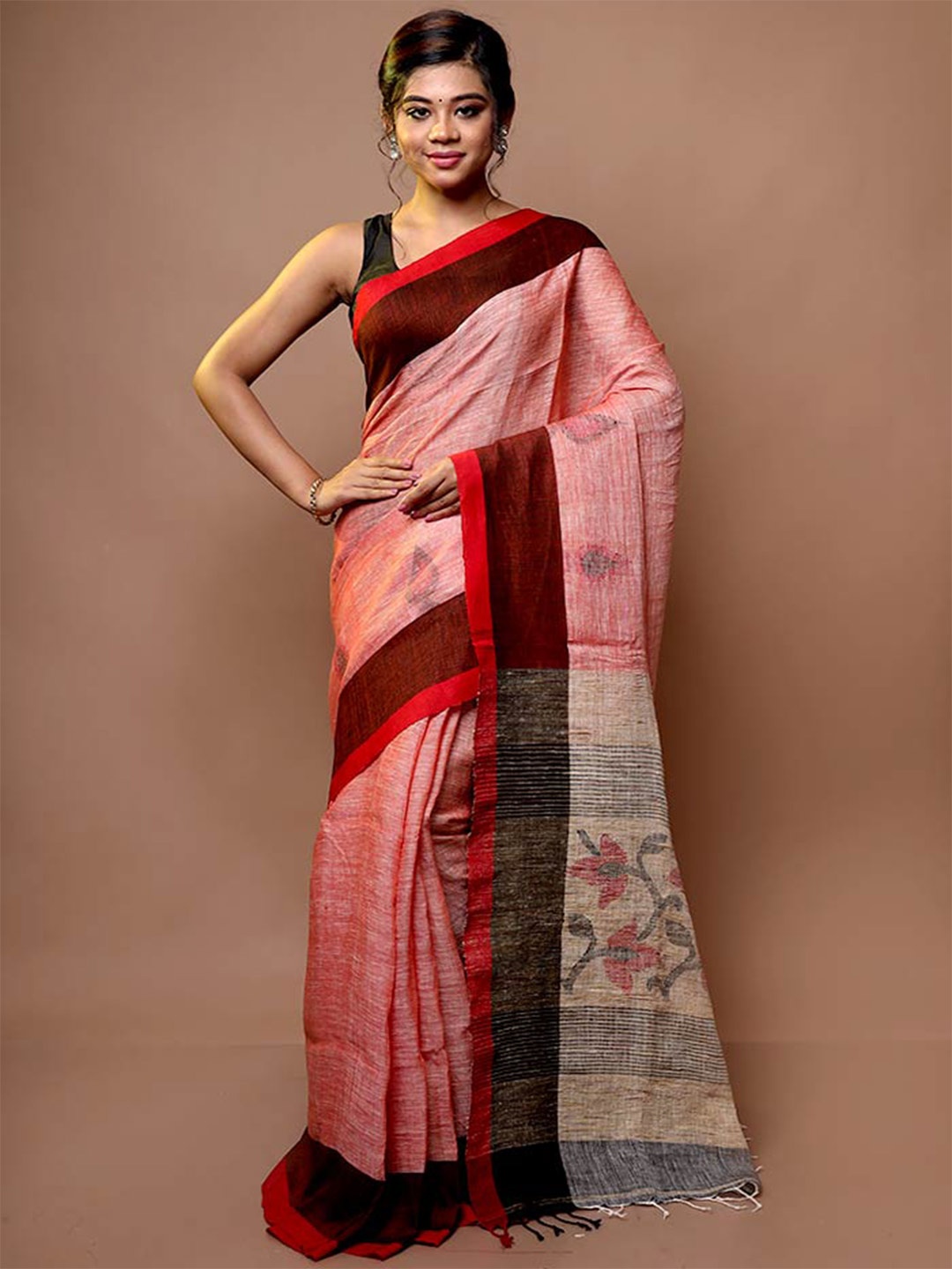 

AllSilks Ethnic Motif Printed Pure Silk Saree, Pink
