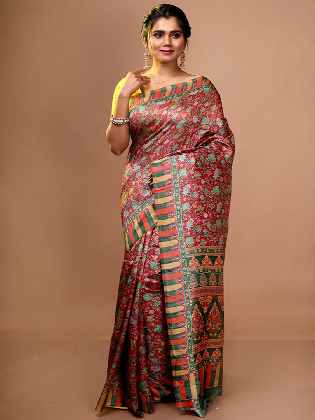 

AllSilks Floral Printed Pure Silk Saree, Maroon