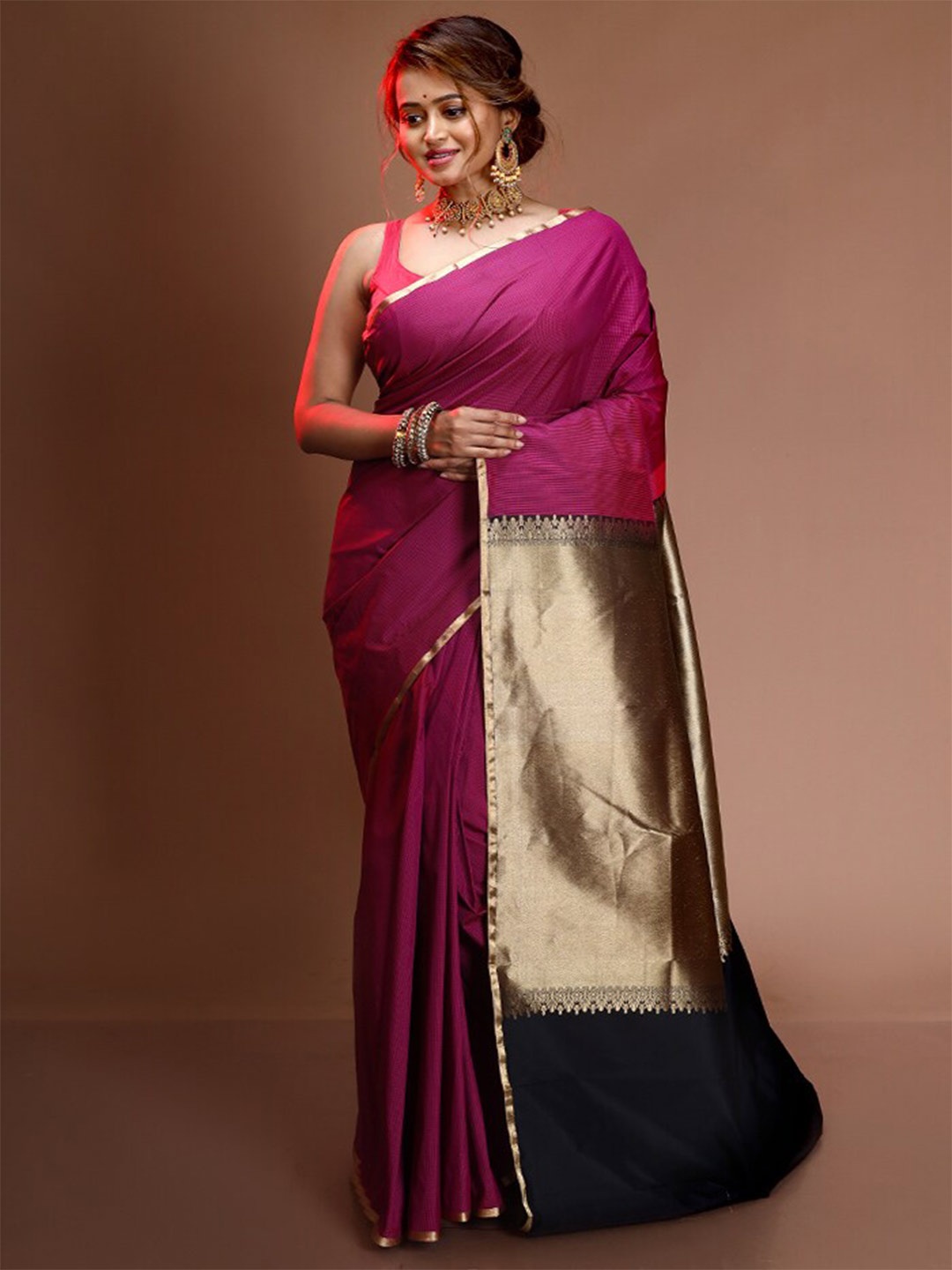 

AllSilks Zari Pure Silk Kanjeevaram Saree, Violet
