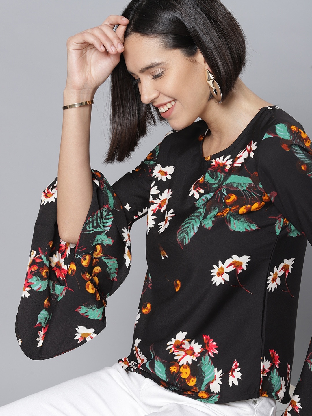 

Tokyo Talkies Women Black Printed Top