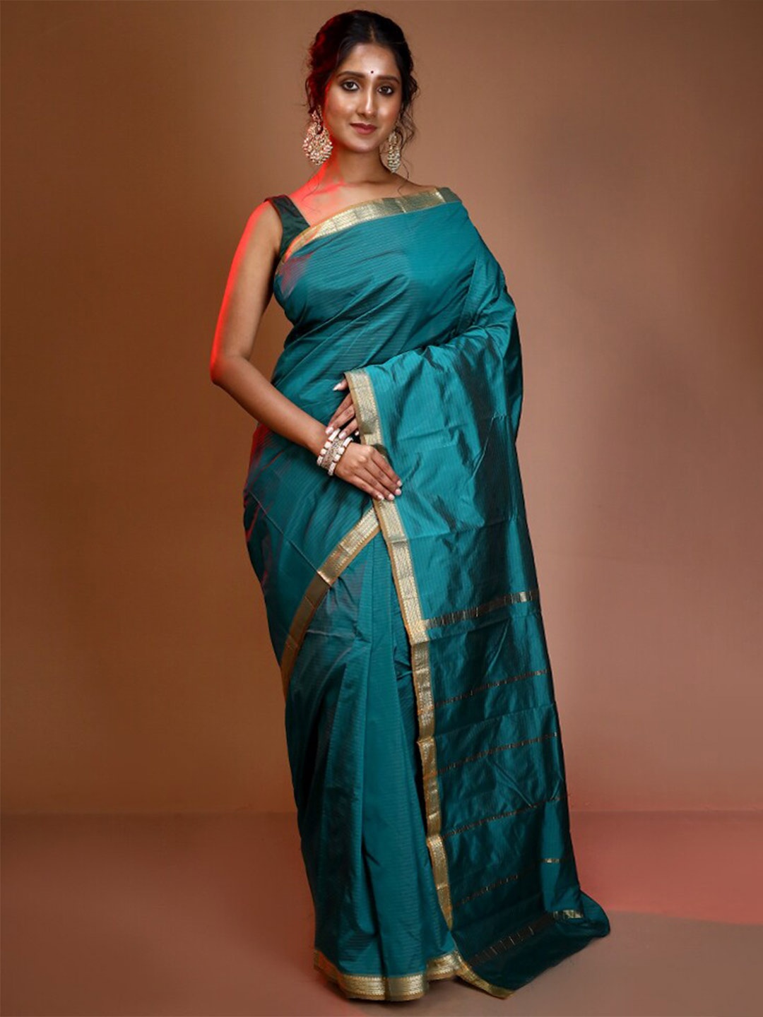 

AllSilks Zari Pure Silk Kanjeevaram Saree, Green