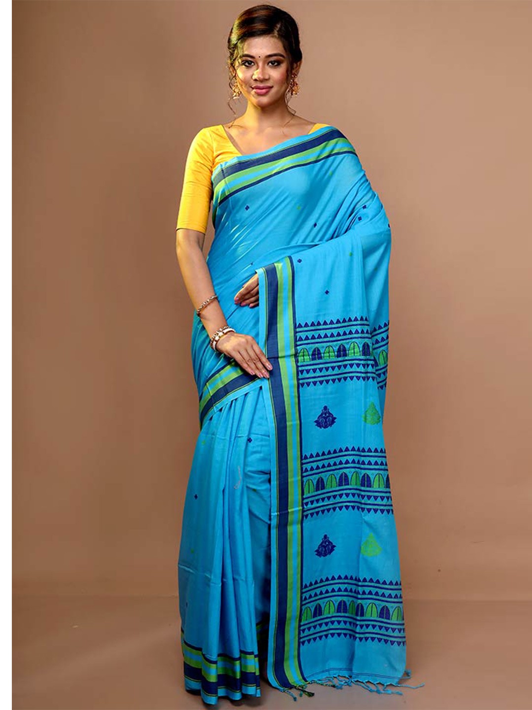 

AllSilks Ethnic Motif Woven Design Saree, Blue