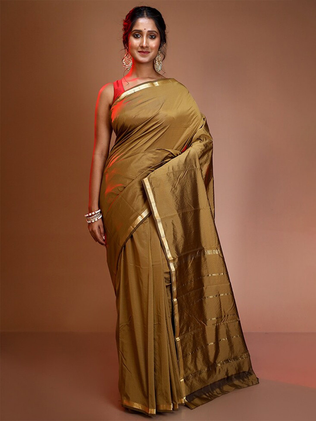 

AllSilks Zari Pure Silk Kanjeevaram Saree, Mustard