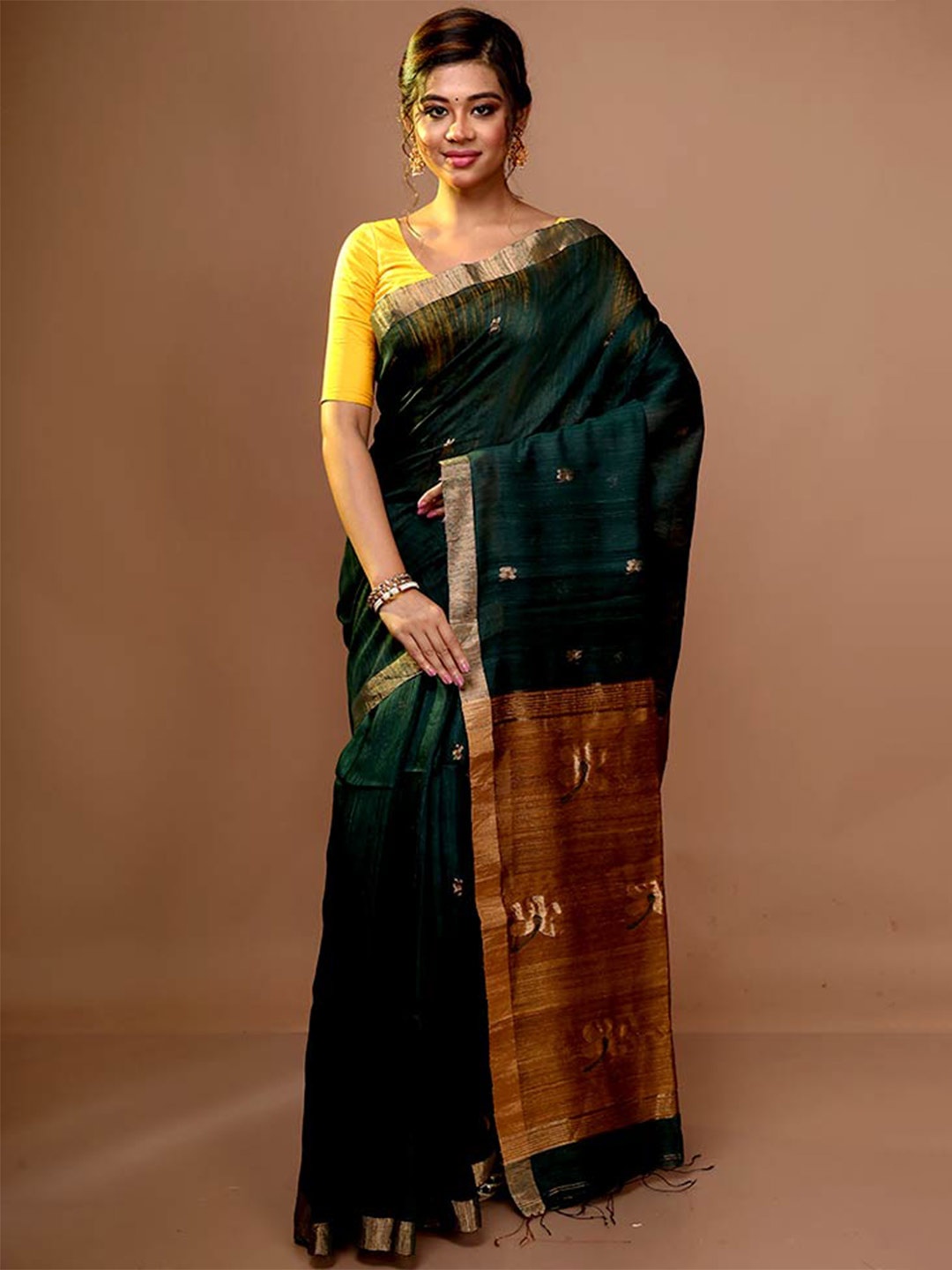 

AllSilks Woven Design Zari Art Silk Saree, Green