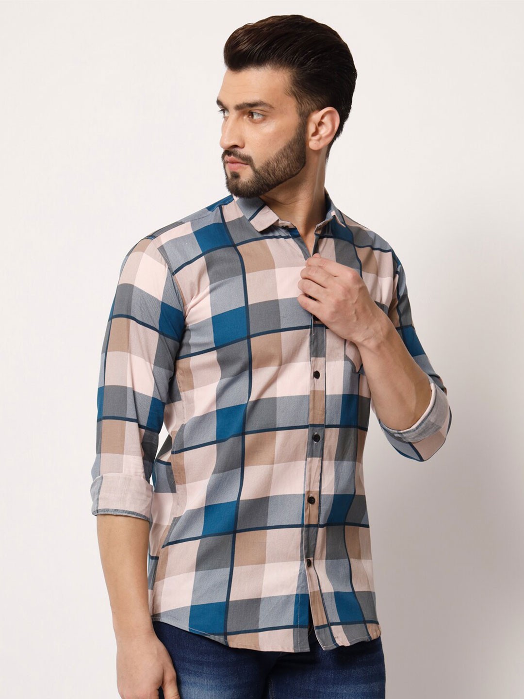 

SURHI Smart Opaque Checked Casual Shirt, Pink
