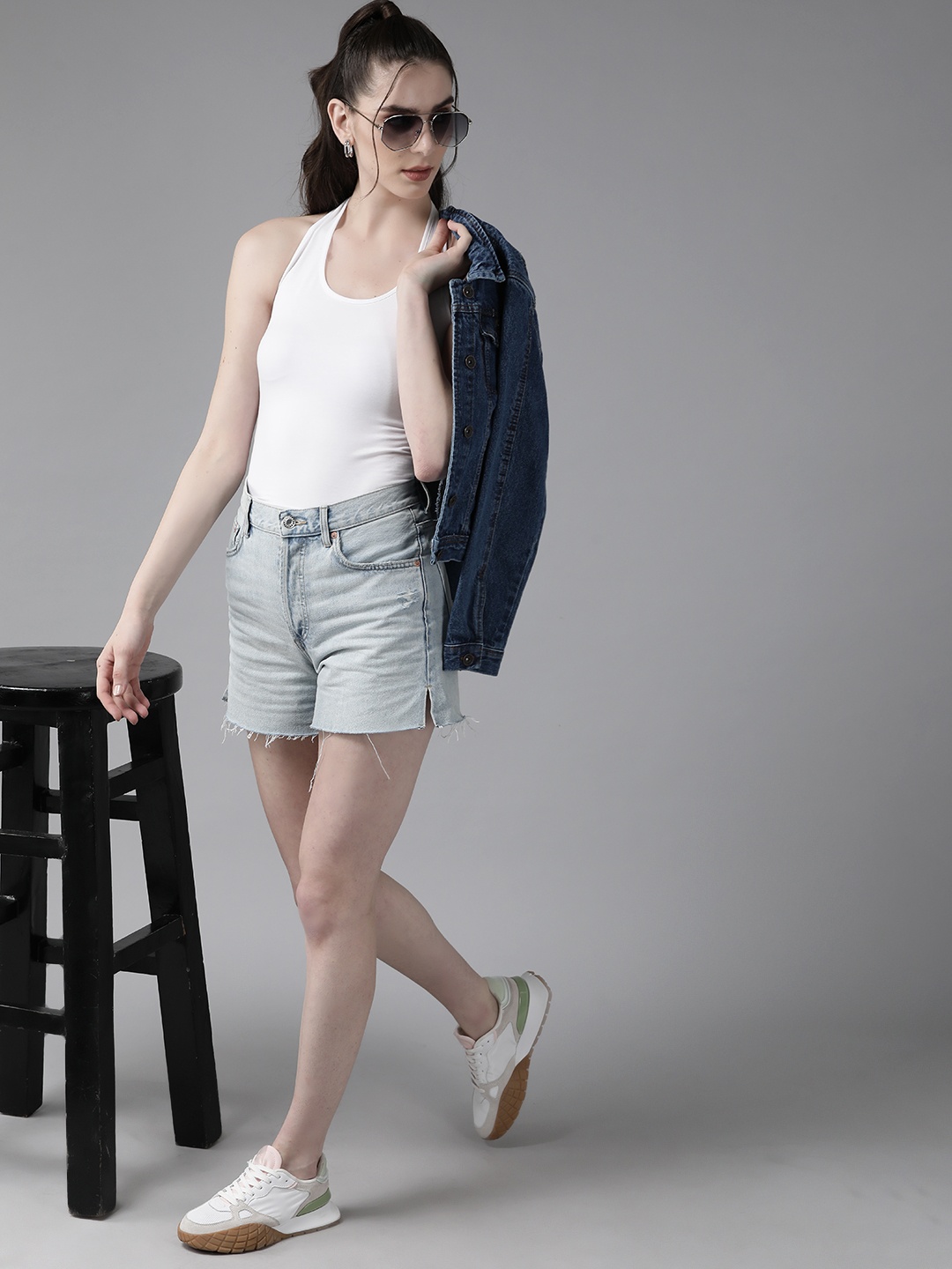 

Roadster Halter Neck Cotton Top, White