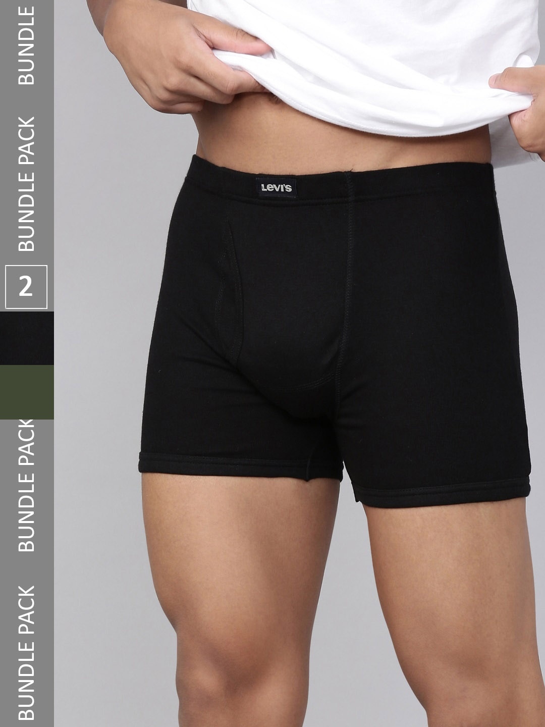 

Levis Men Pack Of 2 Assorted Cotton Trunks 010-BOXER BRIEF-RFFL GRN/BLK-P2