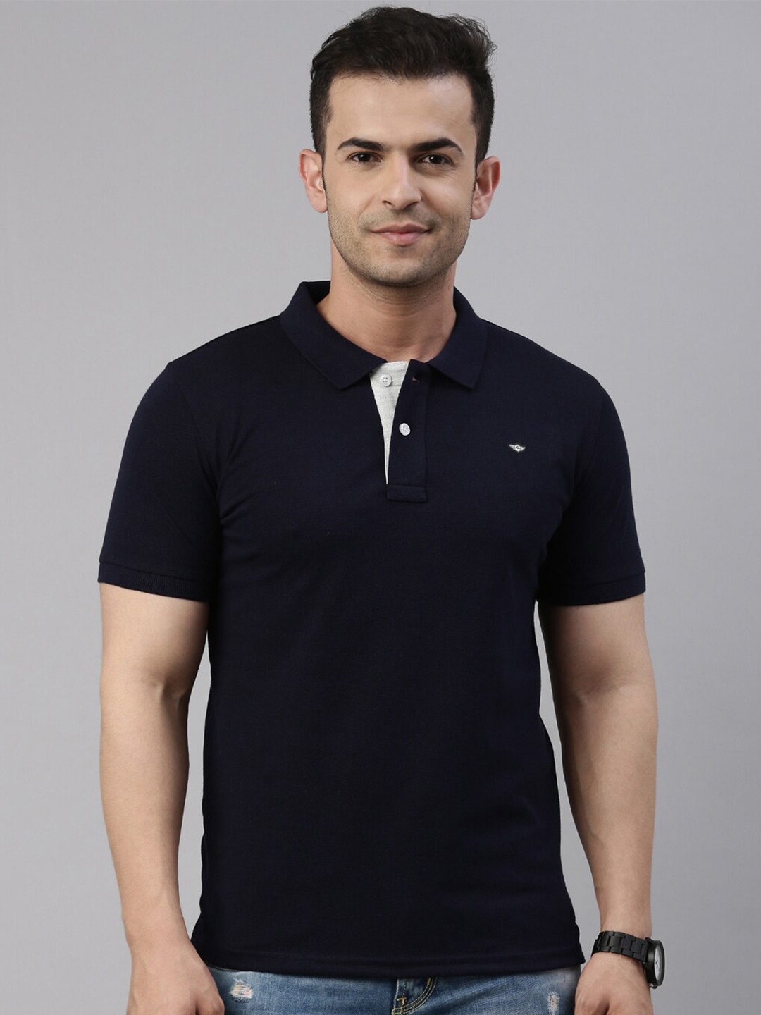 

Metronaut Polo Collar Pure Cotton T-shirt, Navy blue