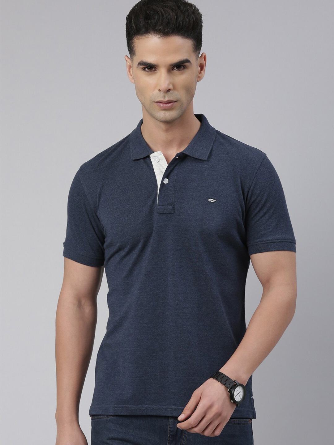 

Metronaut Polo Collar Pure Cotton T-shirt, Navy blue