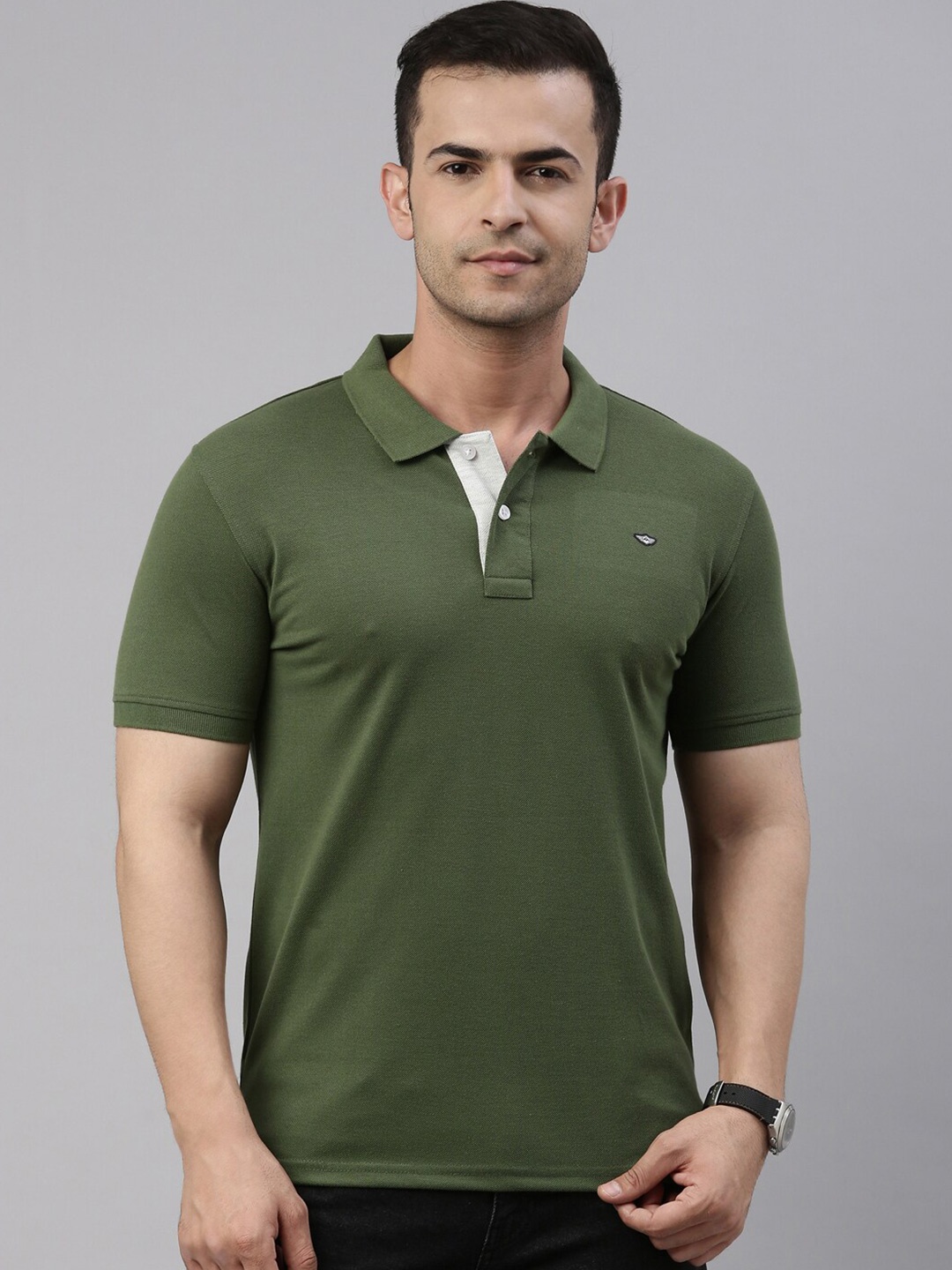 

Metronaut Polo Collar Pure Cotton T-shirt, Olive