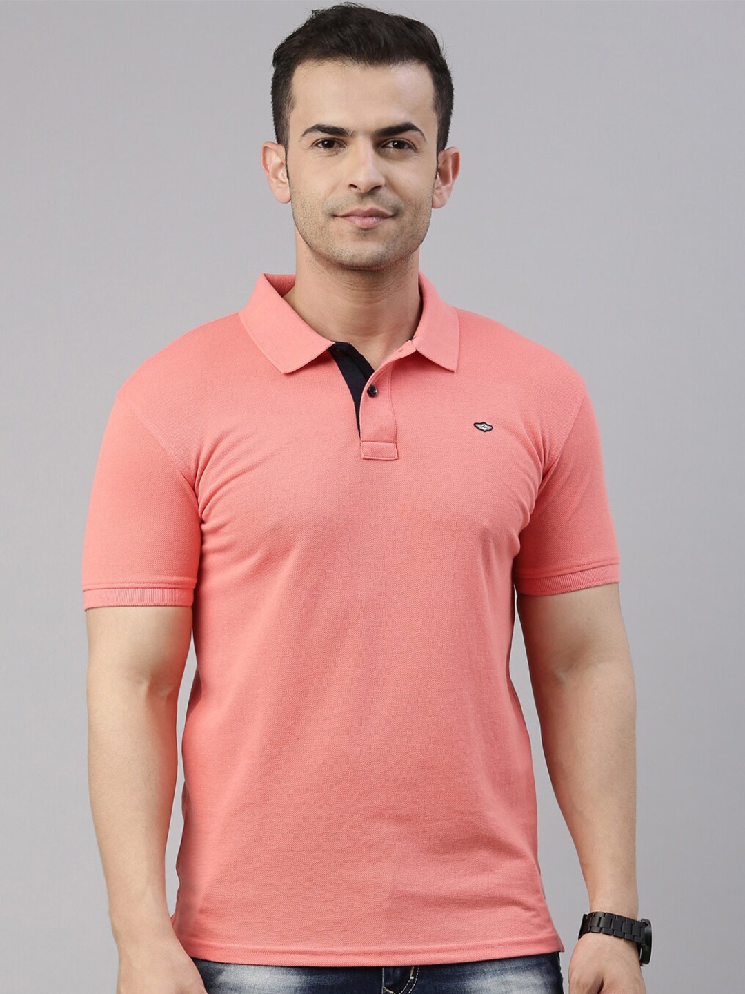 

Metronaut Polo Collar Pure Cotton Casual T-shirt, Peach