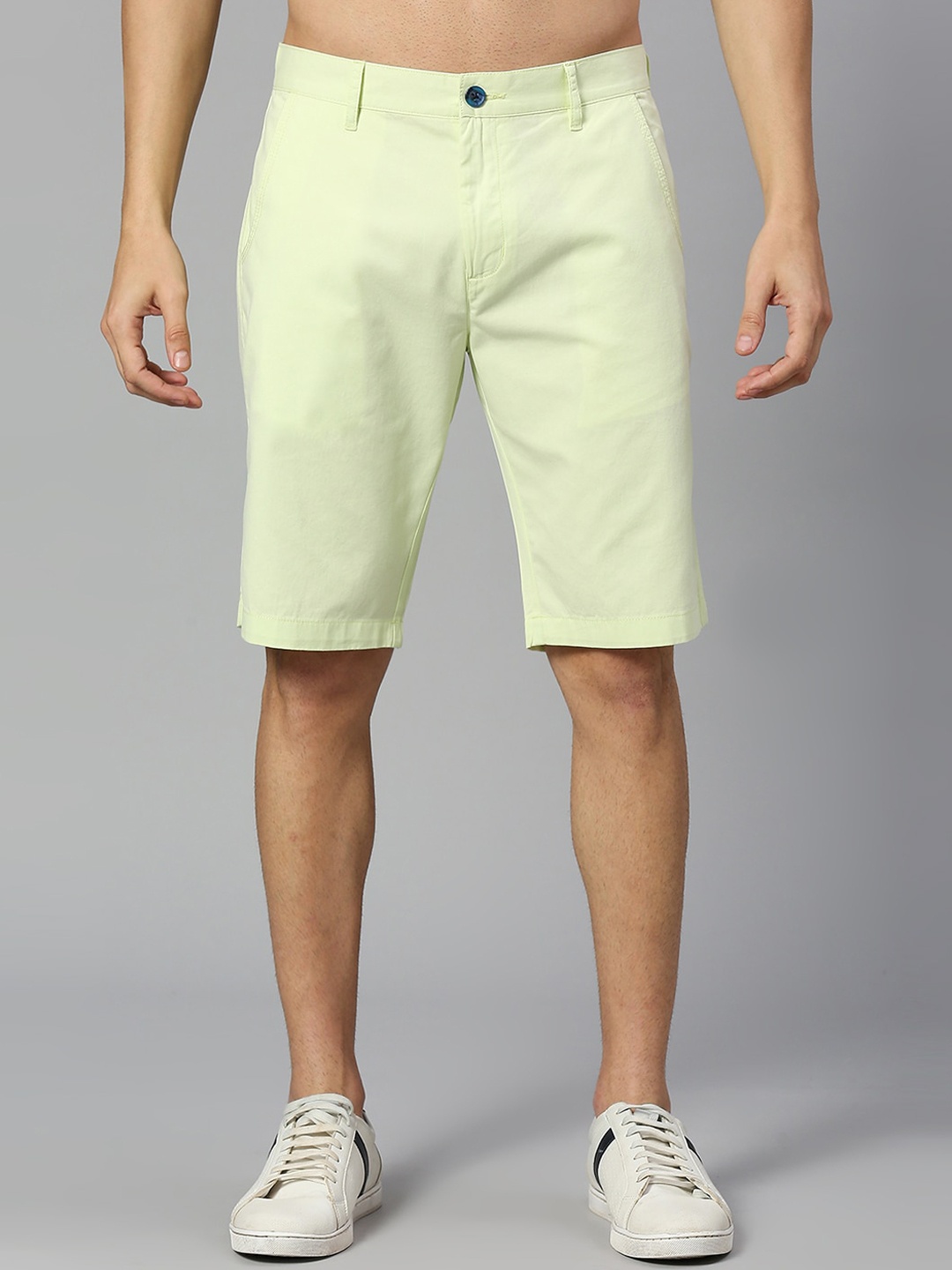 

Thomas Scott Men Slim Fit Knee Length Pure Cotton Chino Shorts, Green