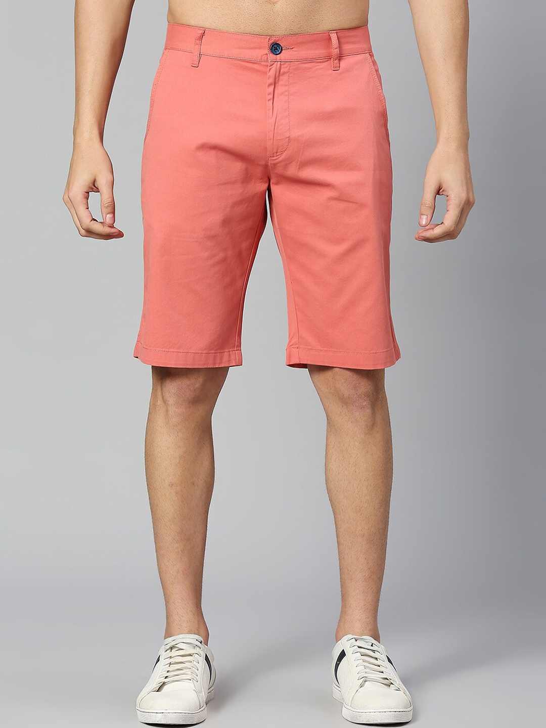 

Thomas Scott Men Mid-Rise Slim Fit Cotton Chino Shorts, Coral