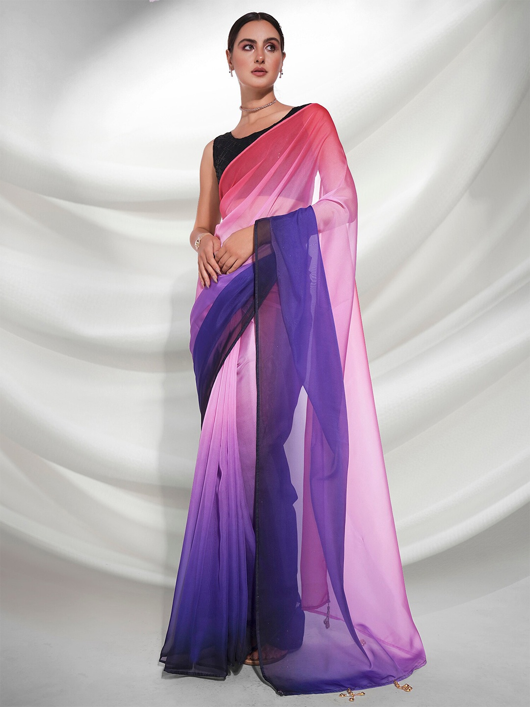 

Kalista Violet & Pink Ombre Organza Saree