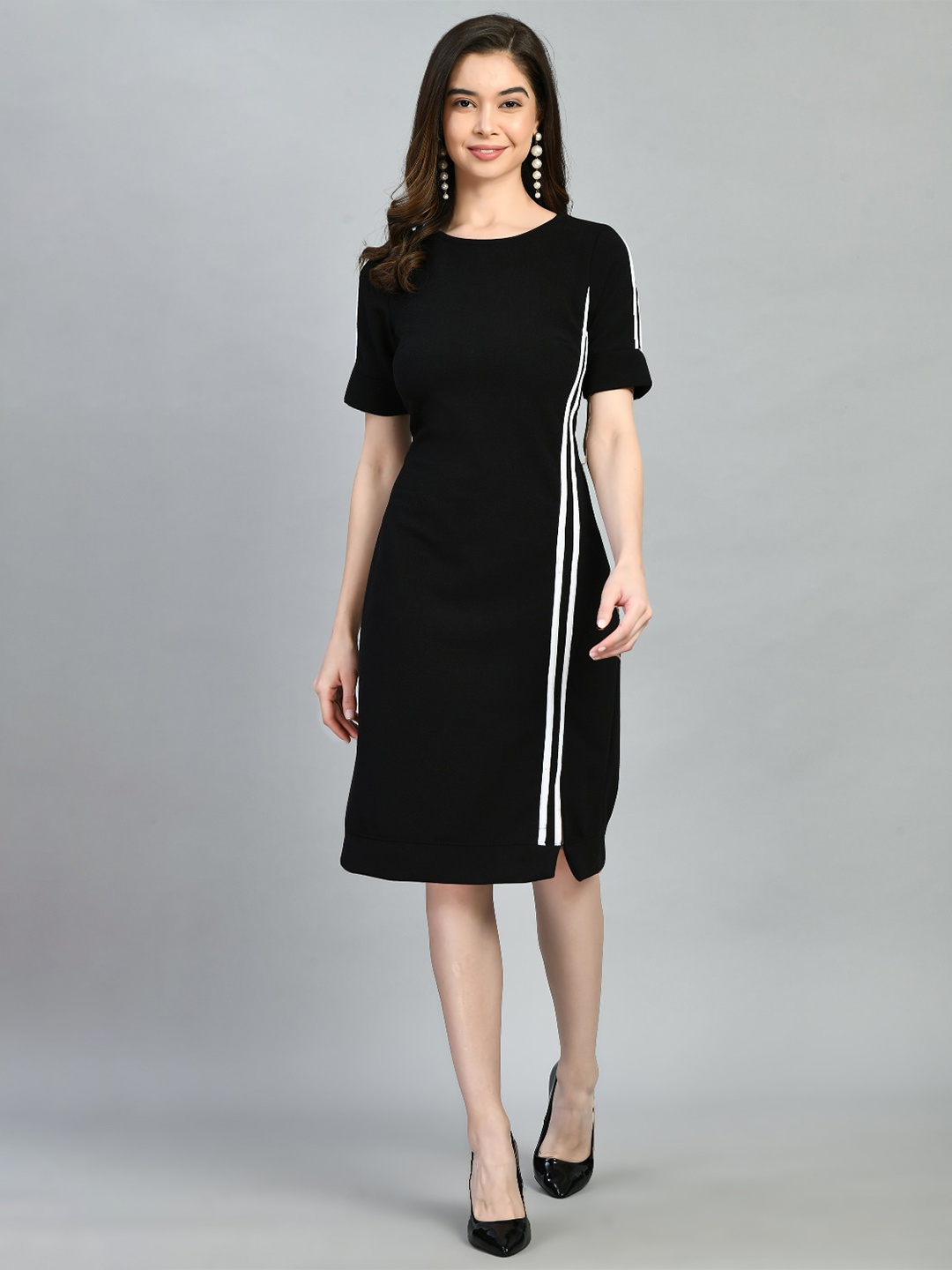 

IUGA Round Neck Sheath Dress, Black