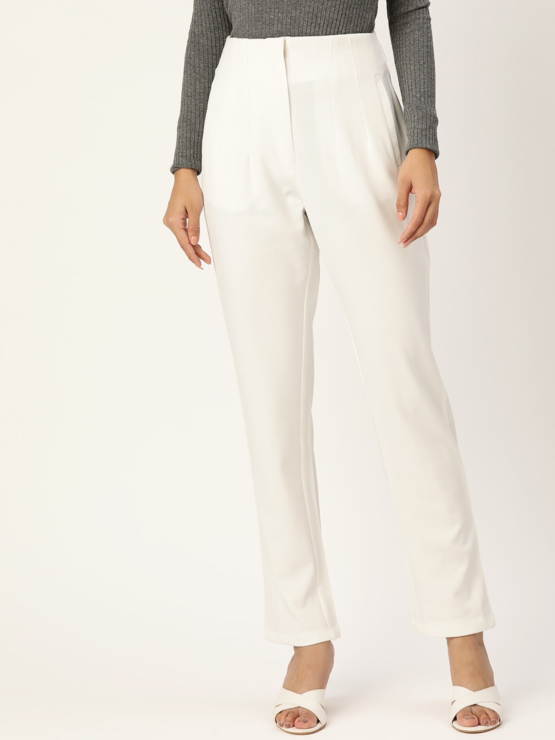 

Zastraa Women High-Rise Trousers, Off white