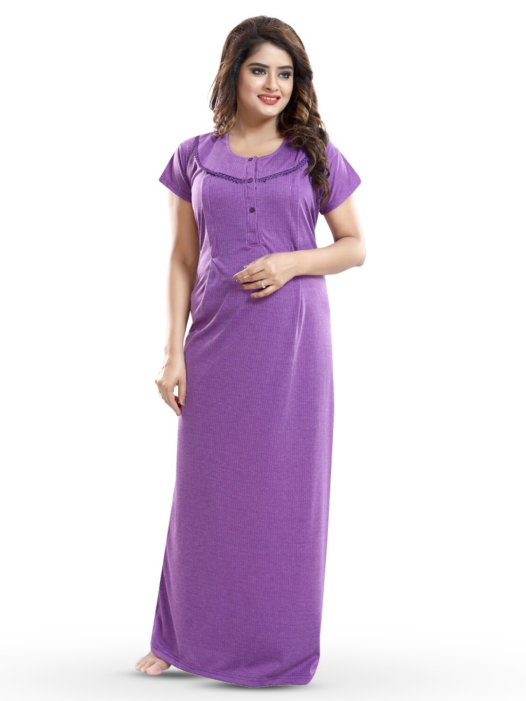 

Fabme Maternity Striped Maxi Nightdress, Lavender