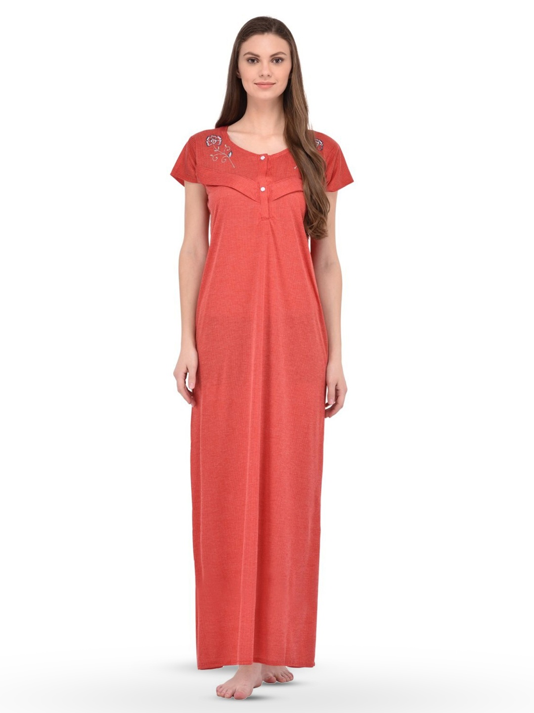 

Fabme Striped Maternity Maxi Nightdress, Red
